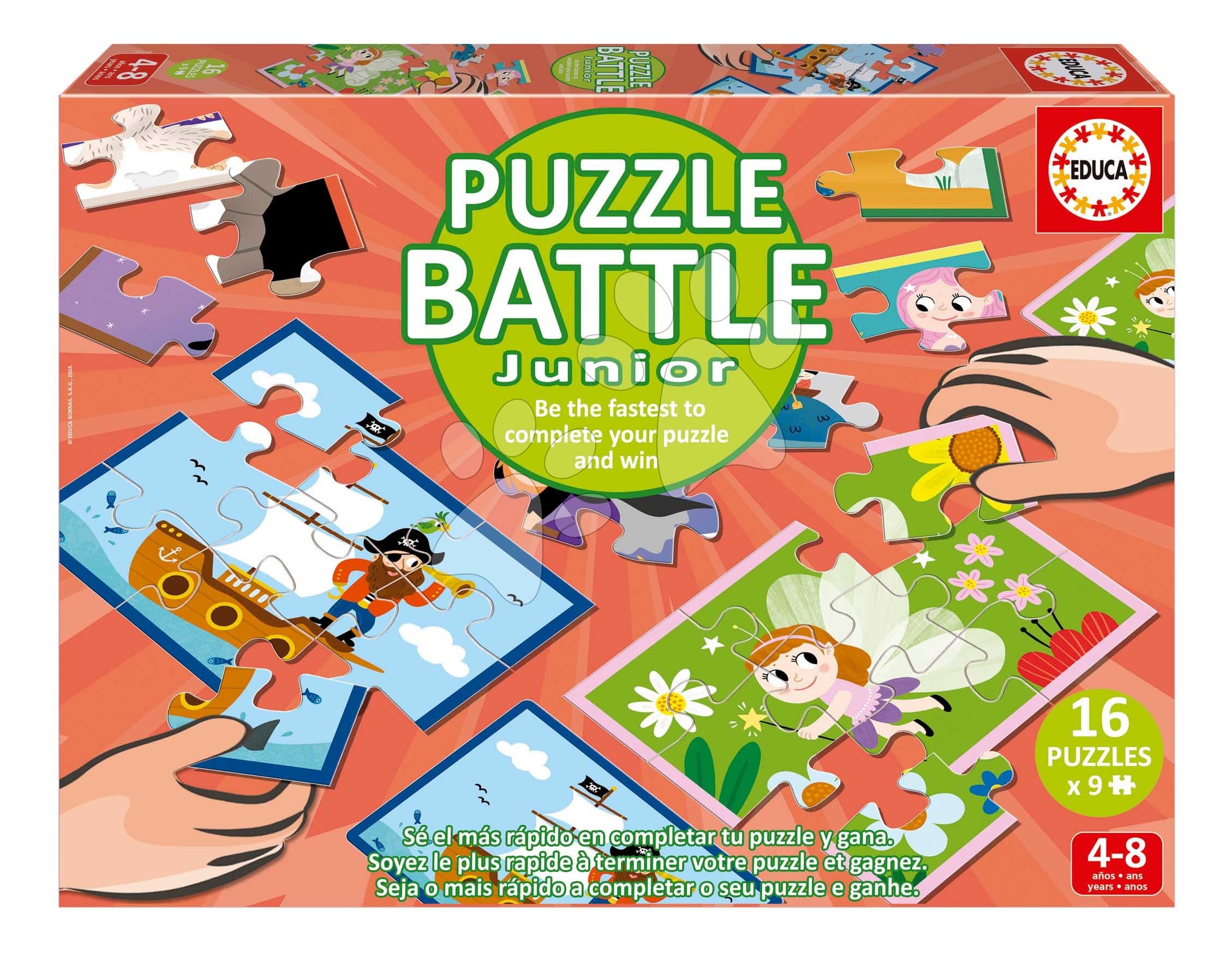 Puzzle Battle fantázia Fantasy Junior Educa 16 druhov puzzle 144 dielikov a 16 kariet s obrázkami od 4 rokov