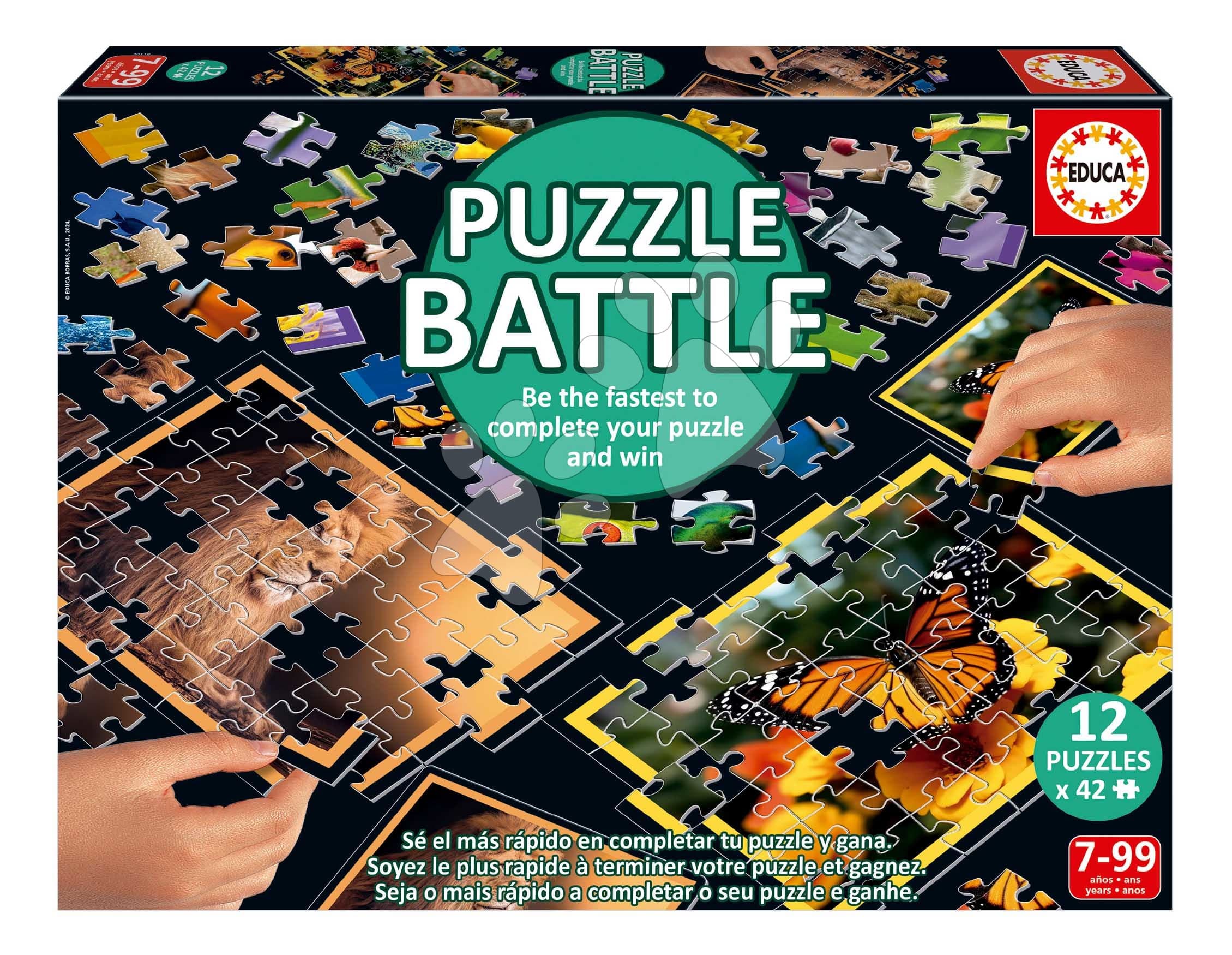 Puzzle Battle Príroda Nature Educa 12 druhov puzzle 504 dielikov a 12 kariet s obrázkami od 7 rokov