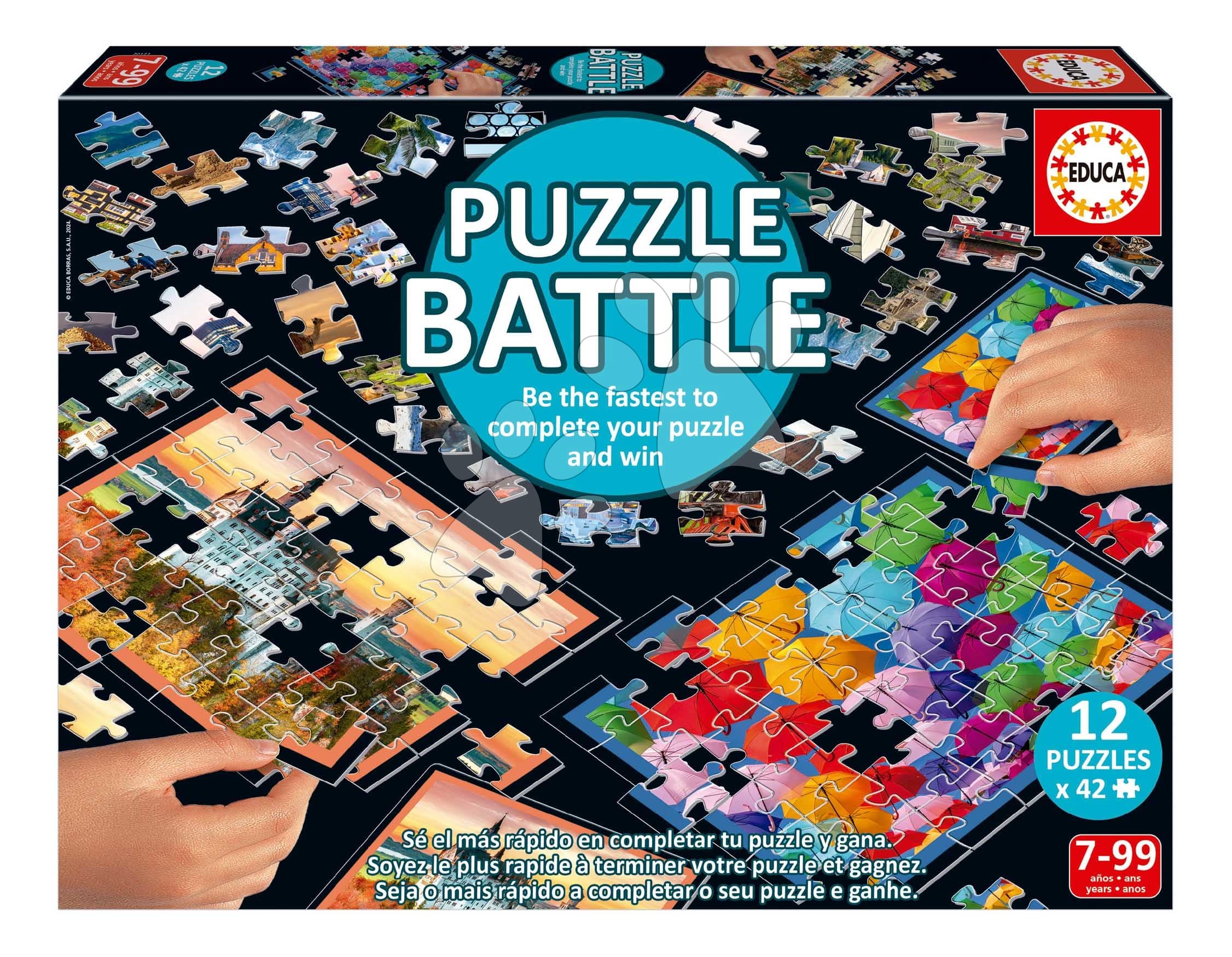 Puzzle Battle Cestovanie Travel Educa 12 druhov puzzle 504 dielikov a 12 kariet s obrázkami od 7 rokov