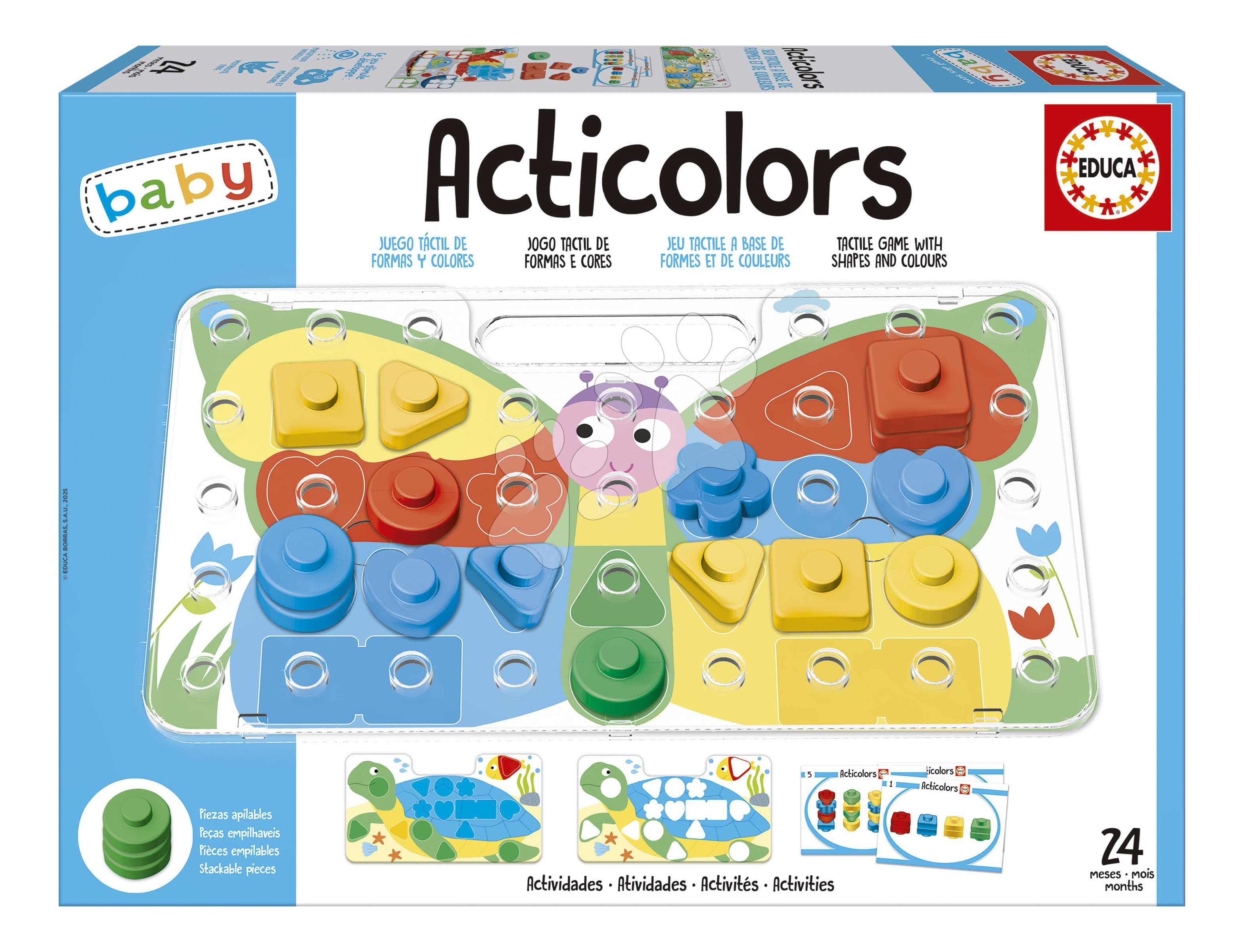 Učíme sa farby a tvary Acticolors Educa 44 vkladacích dielikov s 8 obrázkami od 24 mes