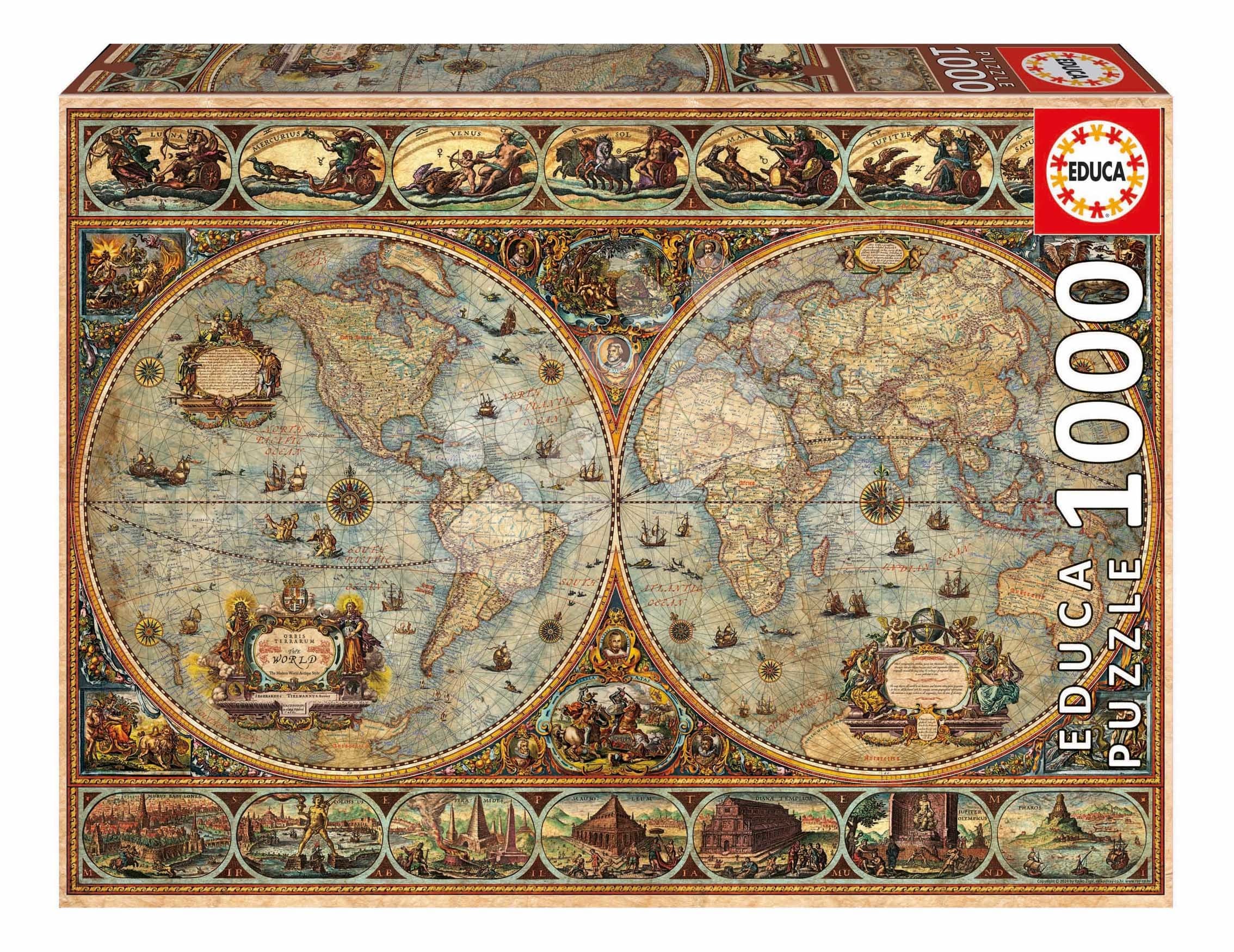 Puzzle Orbis Terrarum Educa 1000 dielov a Fix lepidlo 1