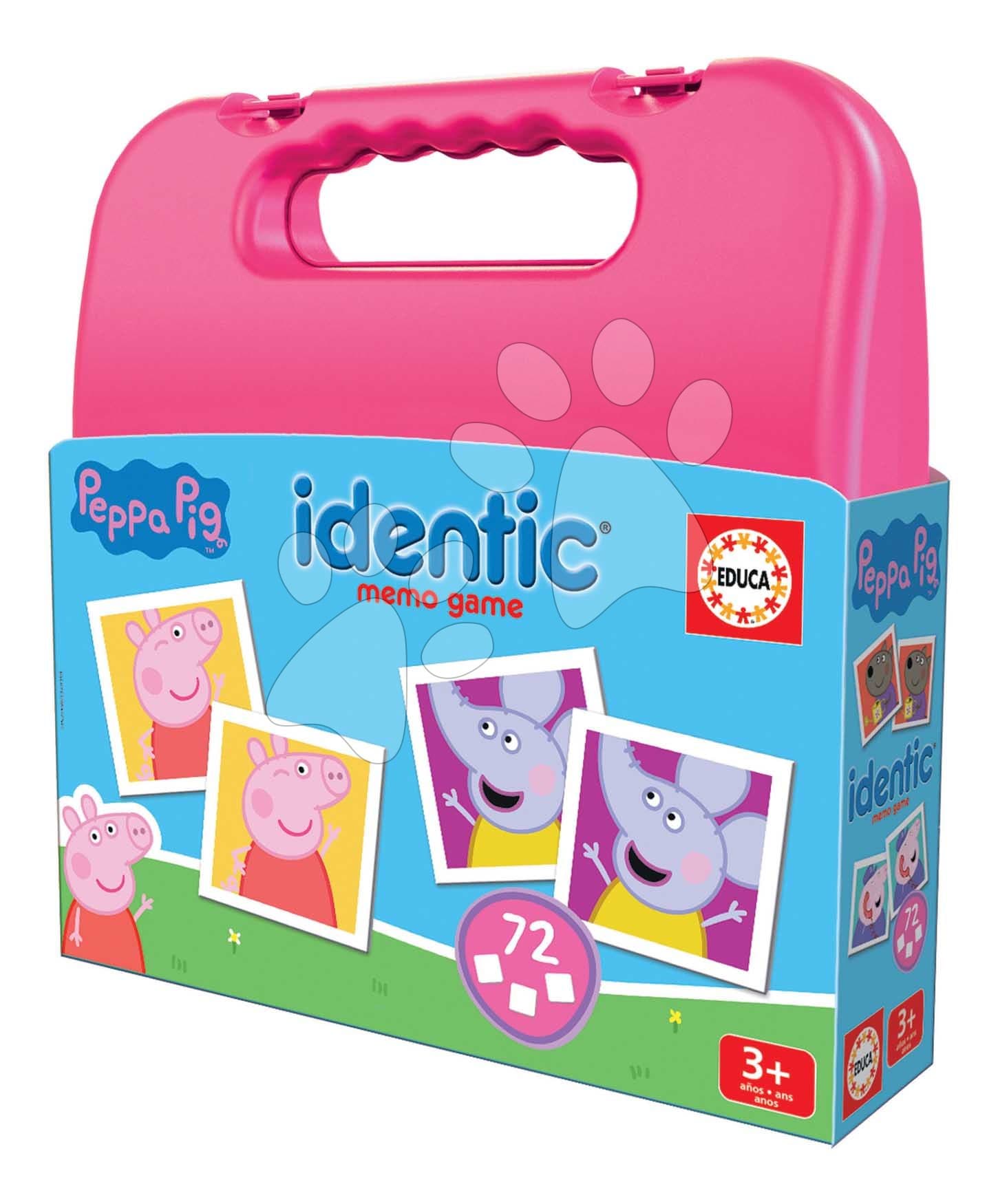 Pexeso v kufríku Peppa Pig Identic Memo Game Educa pamäťová hra 72 kariet
