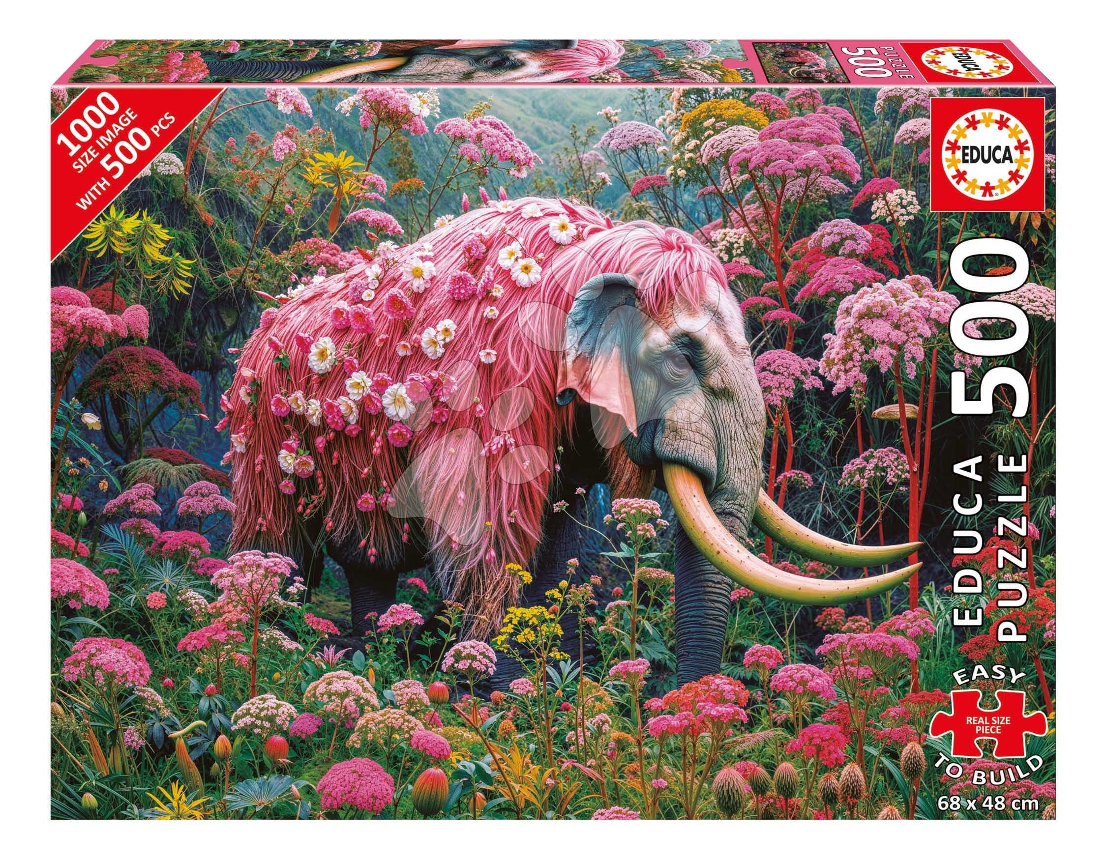 Puzzle Floral Elephant Educa 500 dielov a Fix lepidlo 1