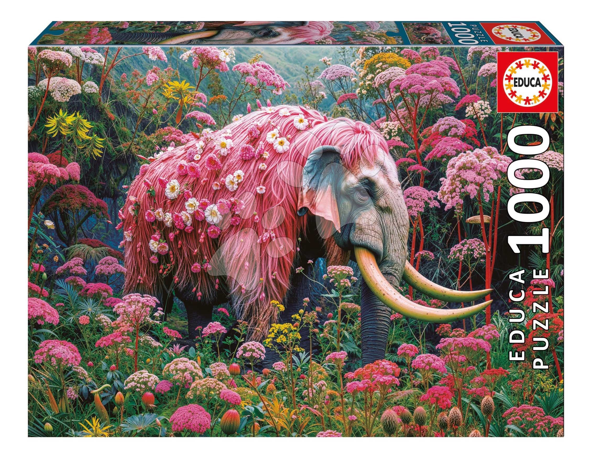 Puzzle Floral Elephant Educa 1000 dielov a Fix lepidlo 1