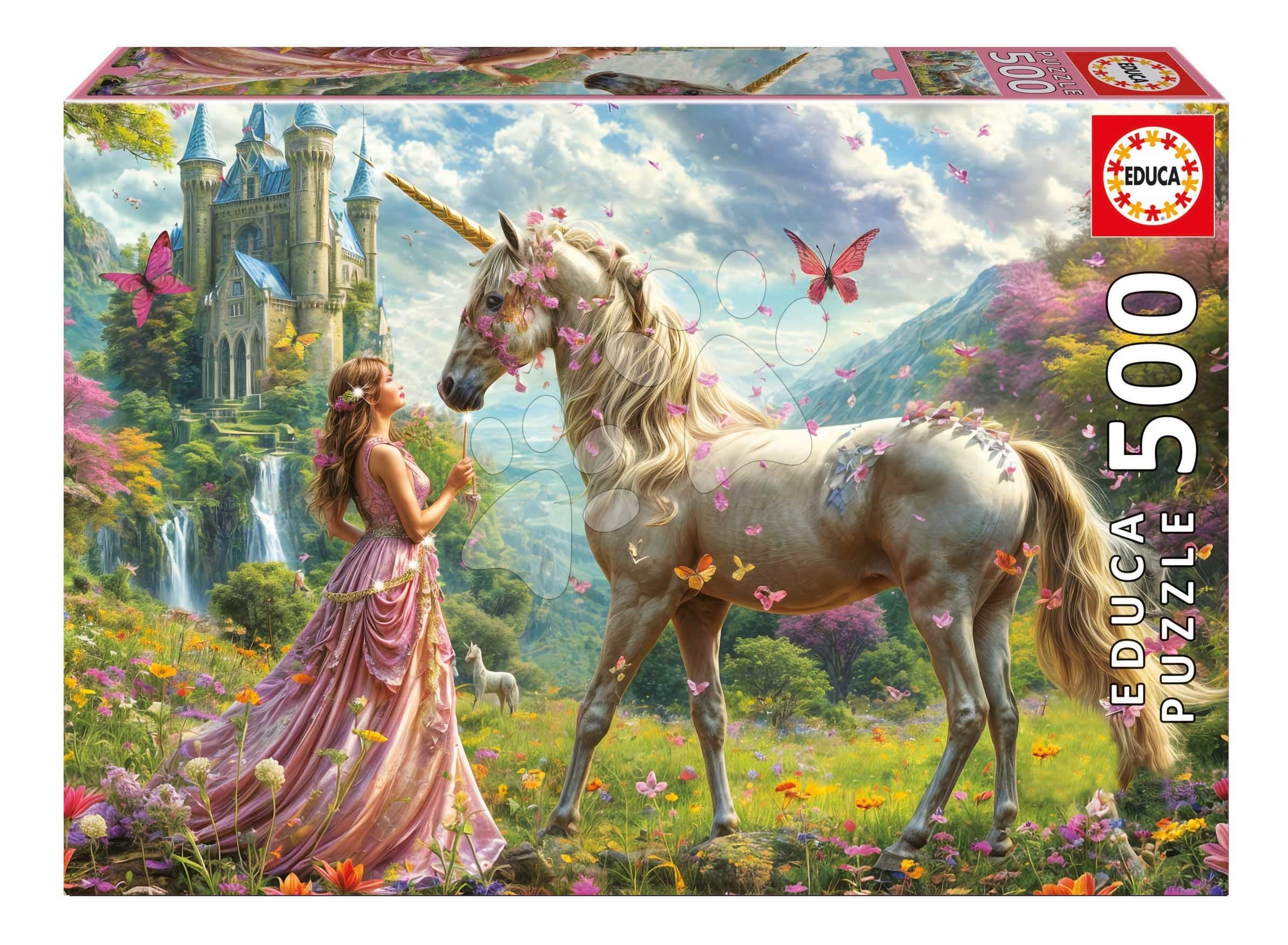 Puzzle Fairies Unicorns and Butterflies Educa 500 dielov a Fix lepidlo