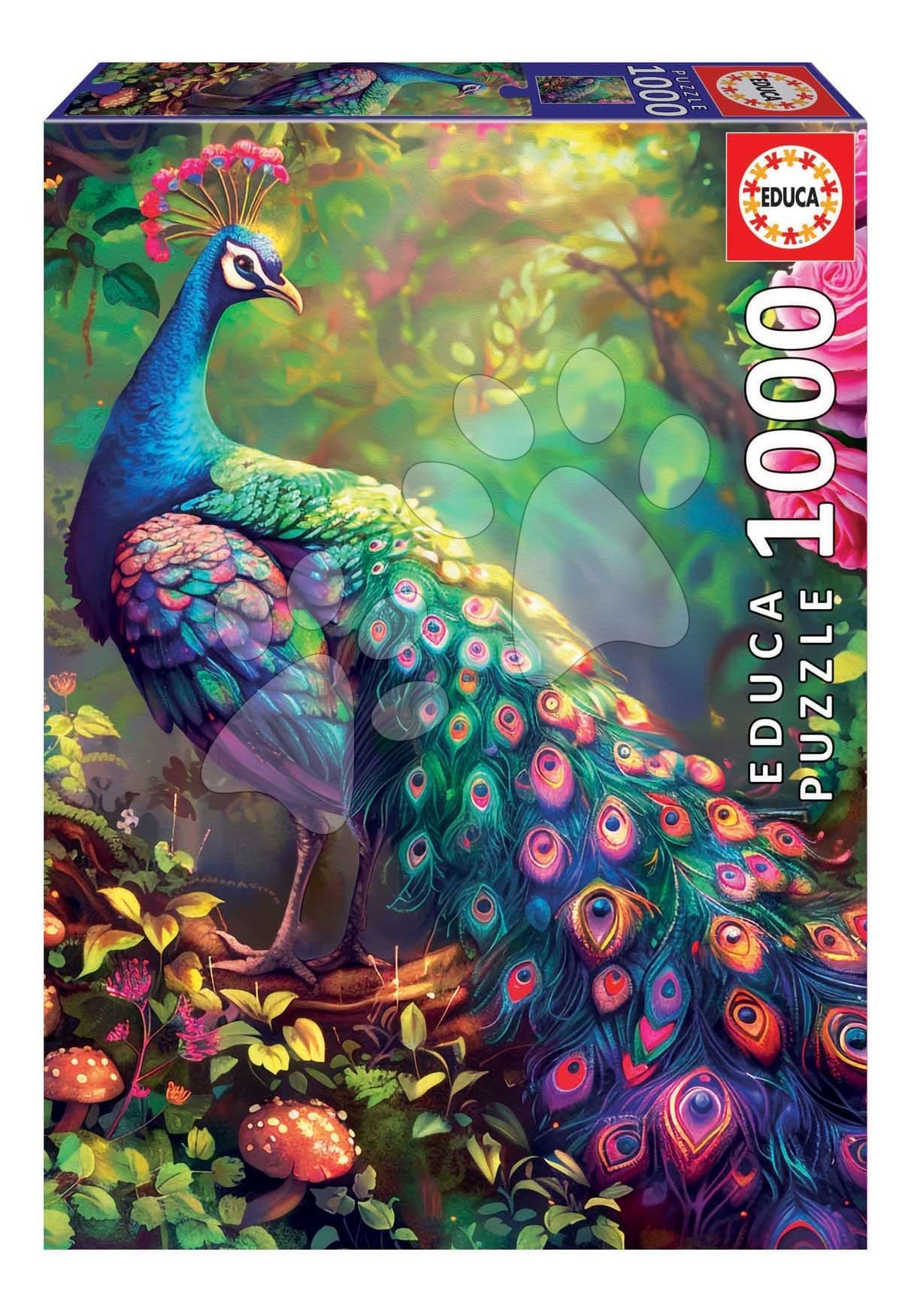 Puzzle Peacock Garden Educa 1000 dielov a Fix lepidlo 1