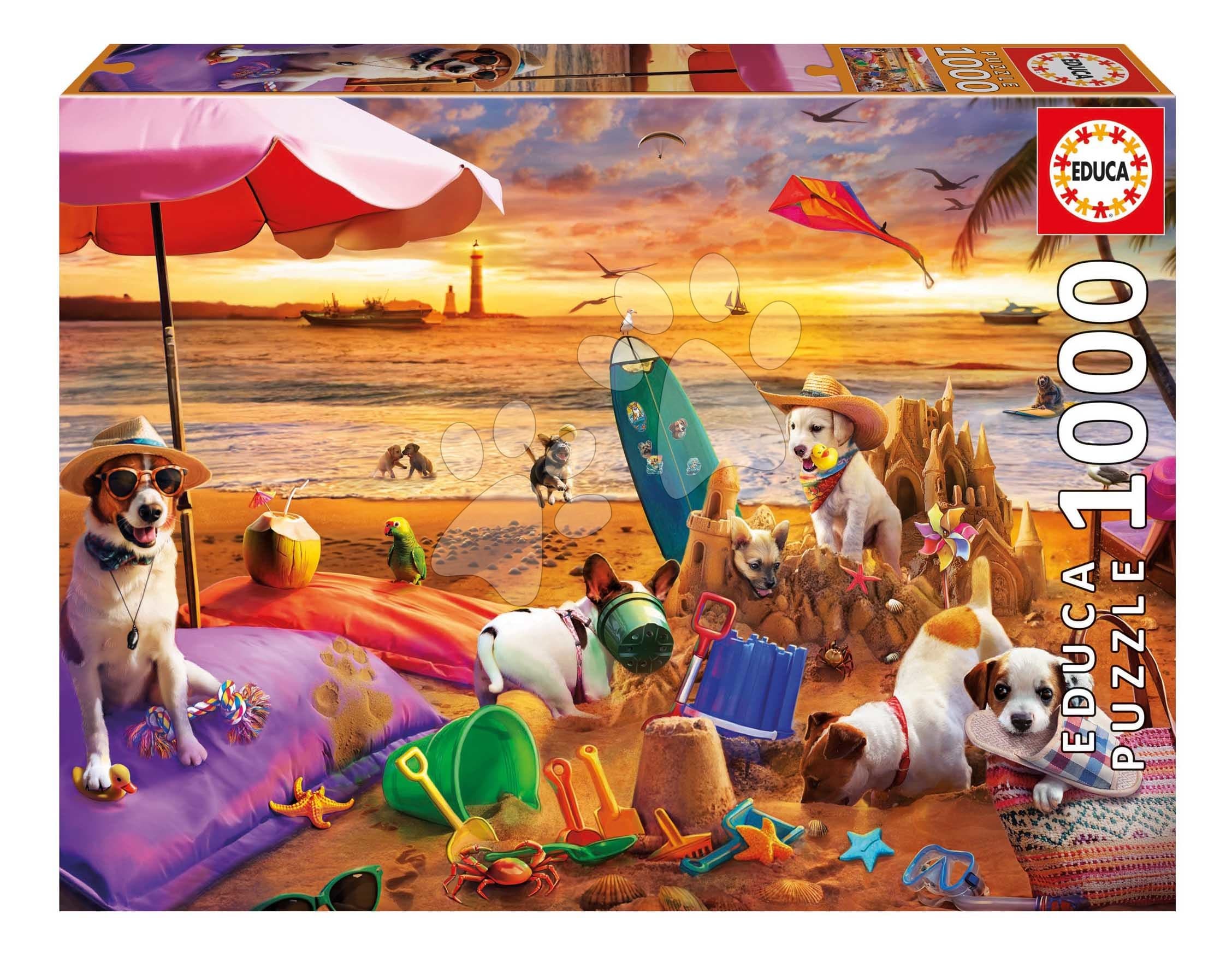 Puzzle Dogs Playing on the Beach Educa 1000 dielov a Fix lepidlo