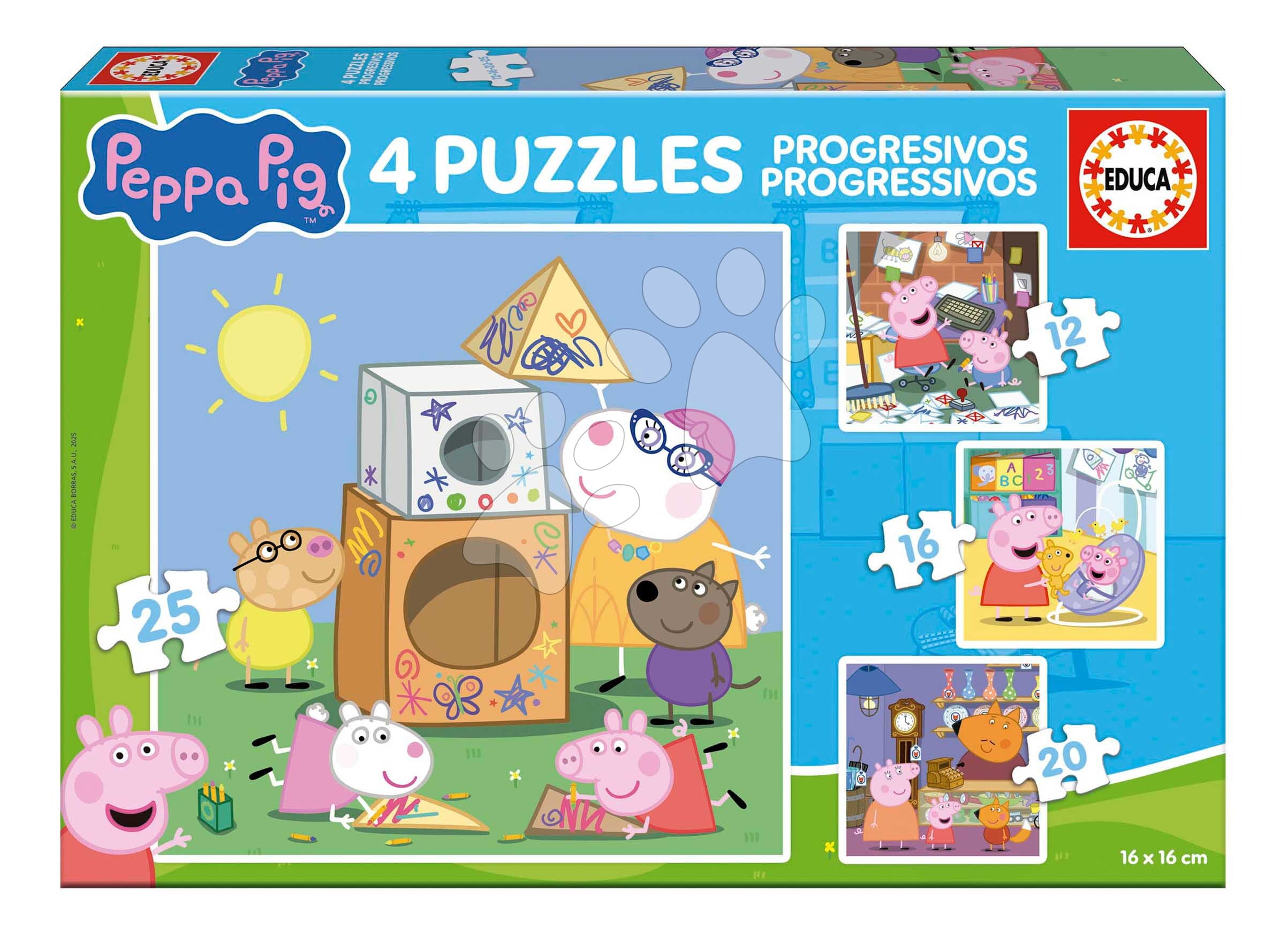 Puzzle Peppa Pig Progressive Educa progresívne 12-16-20-25 dielov 1
