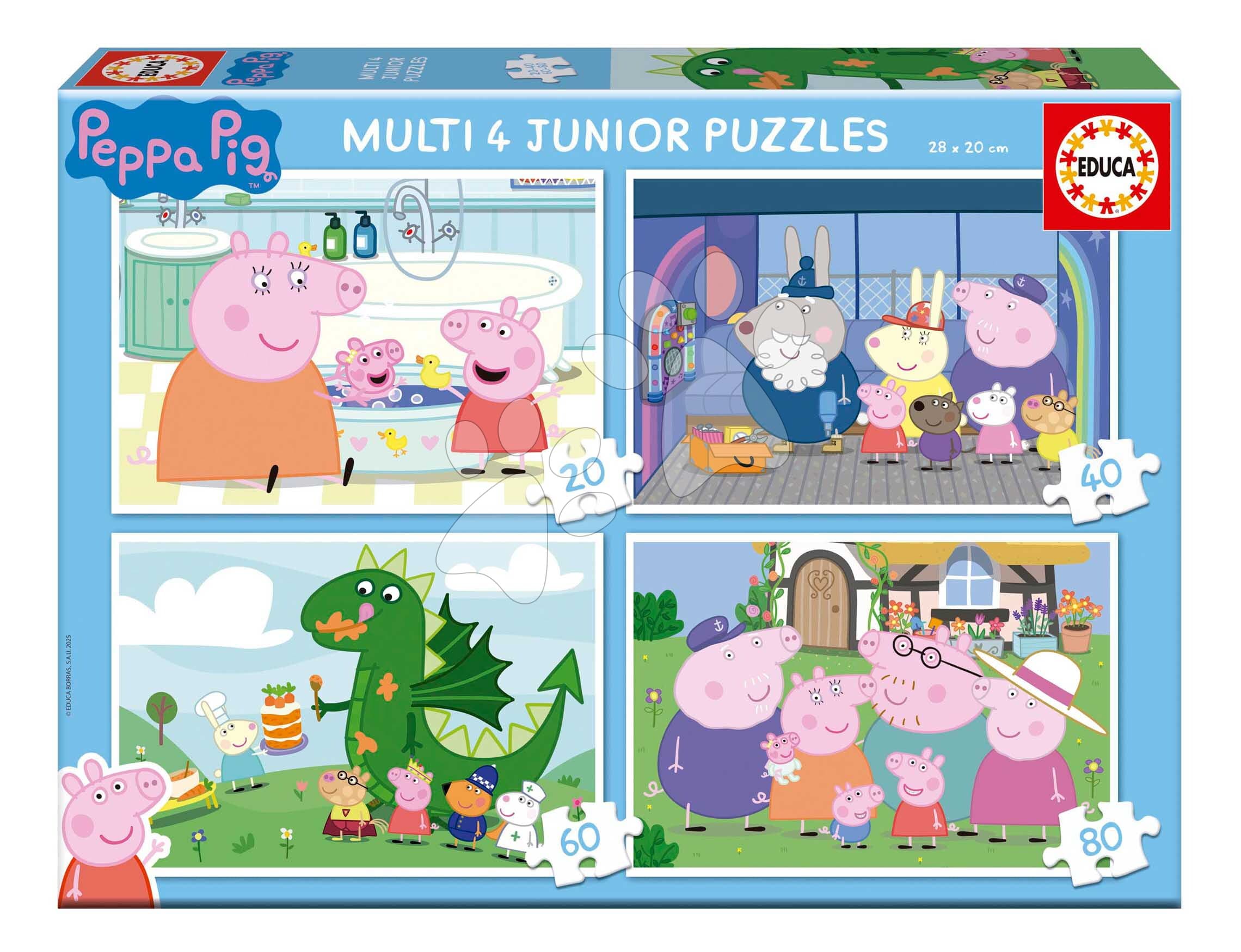 Puzzle Peppa Pig Multi 4 Junior Educa progresívne 20-40-60-80 dielikov od 4 rokov 1