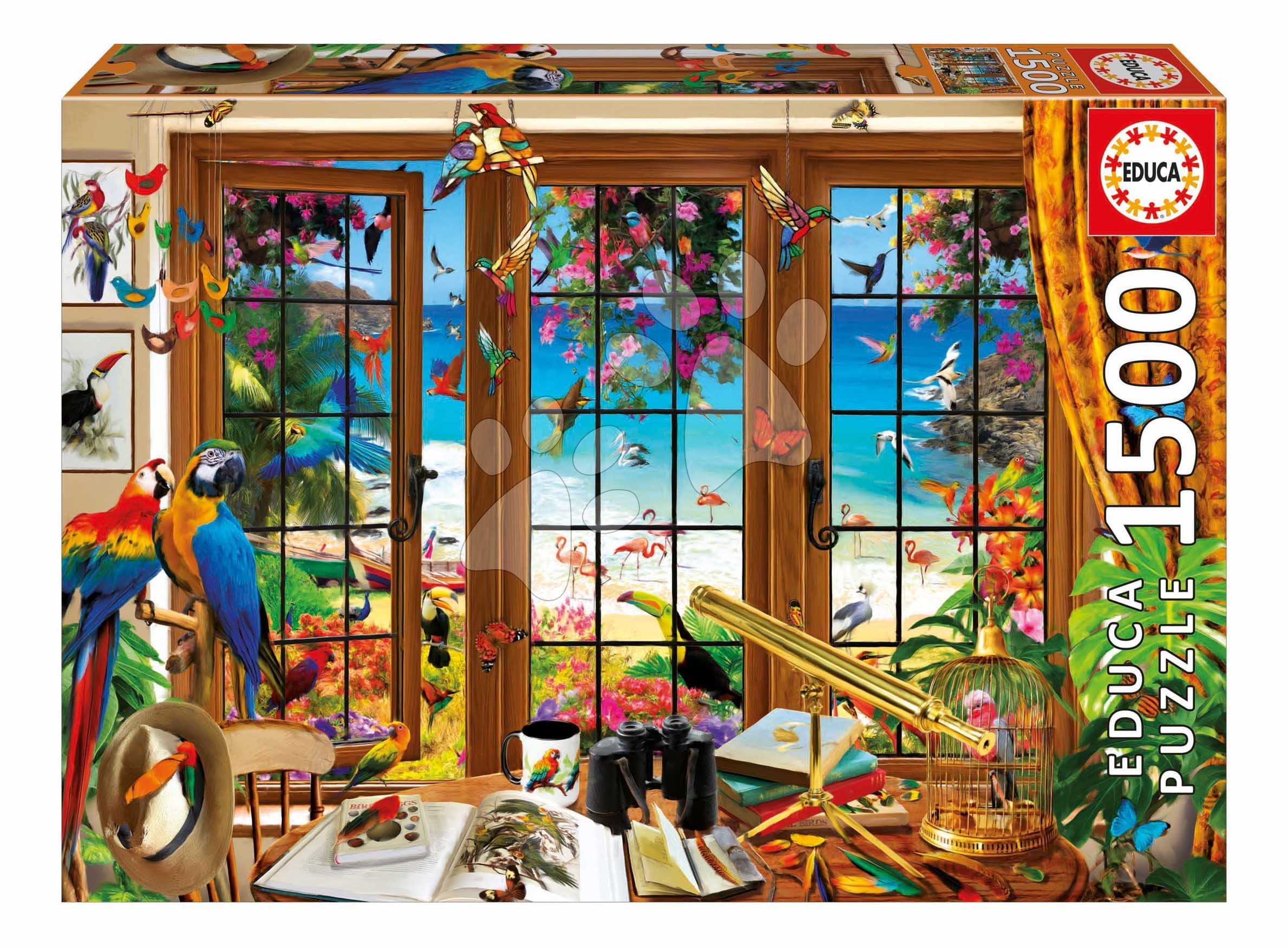 Puzzle Bird Watcher´s Window Educa 1500 dielov a Fix lepidlo 1