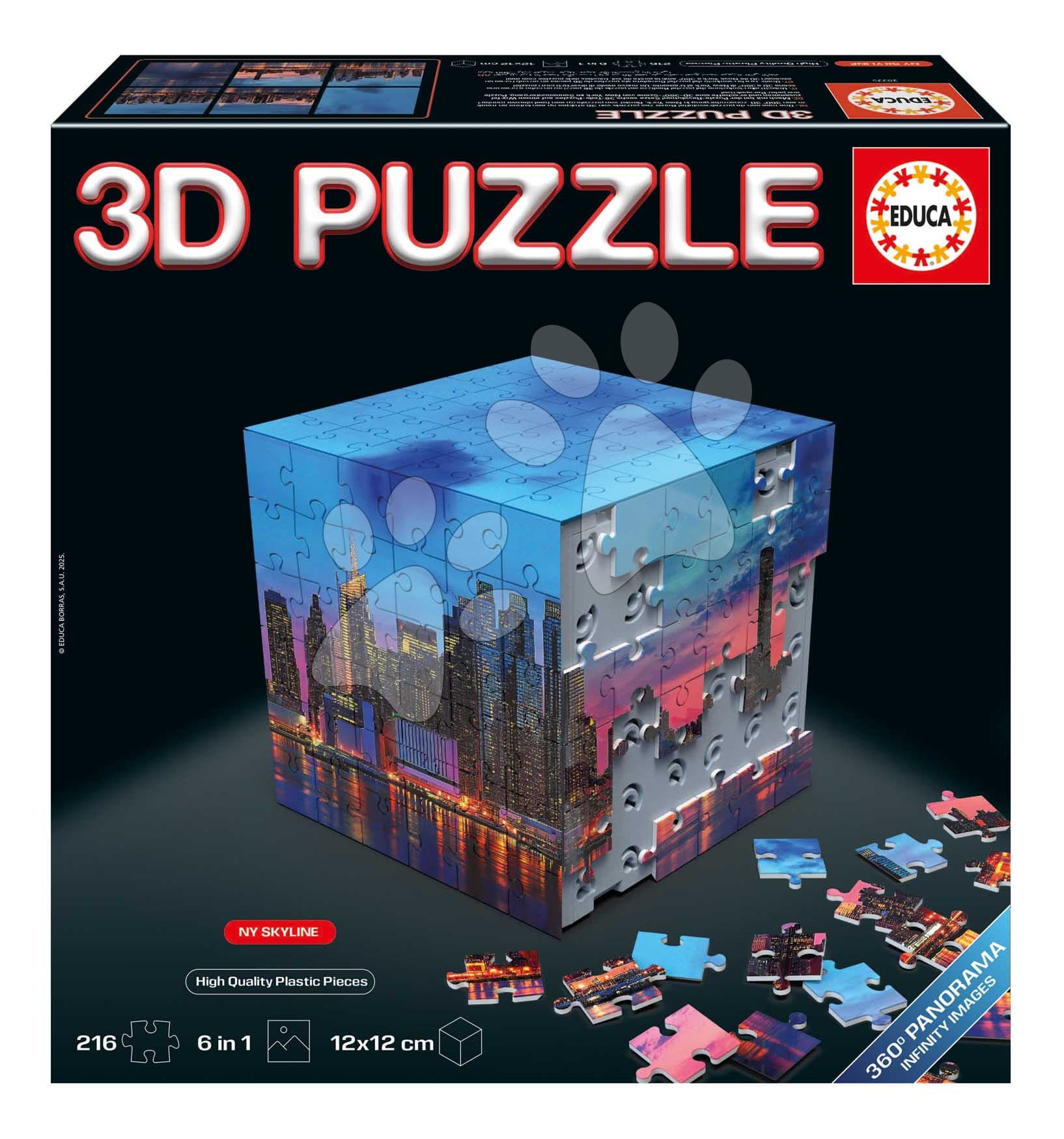 Puzzle v kocke Panoráma New York 3D Cube NY Panorama Educa 216 dielikov od 8 rokov