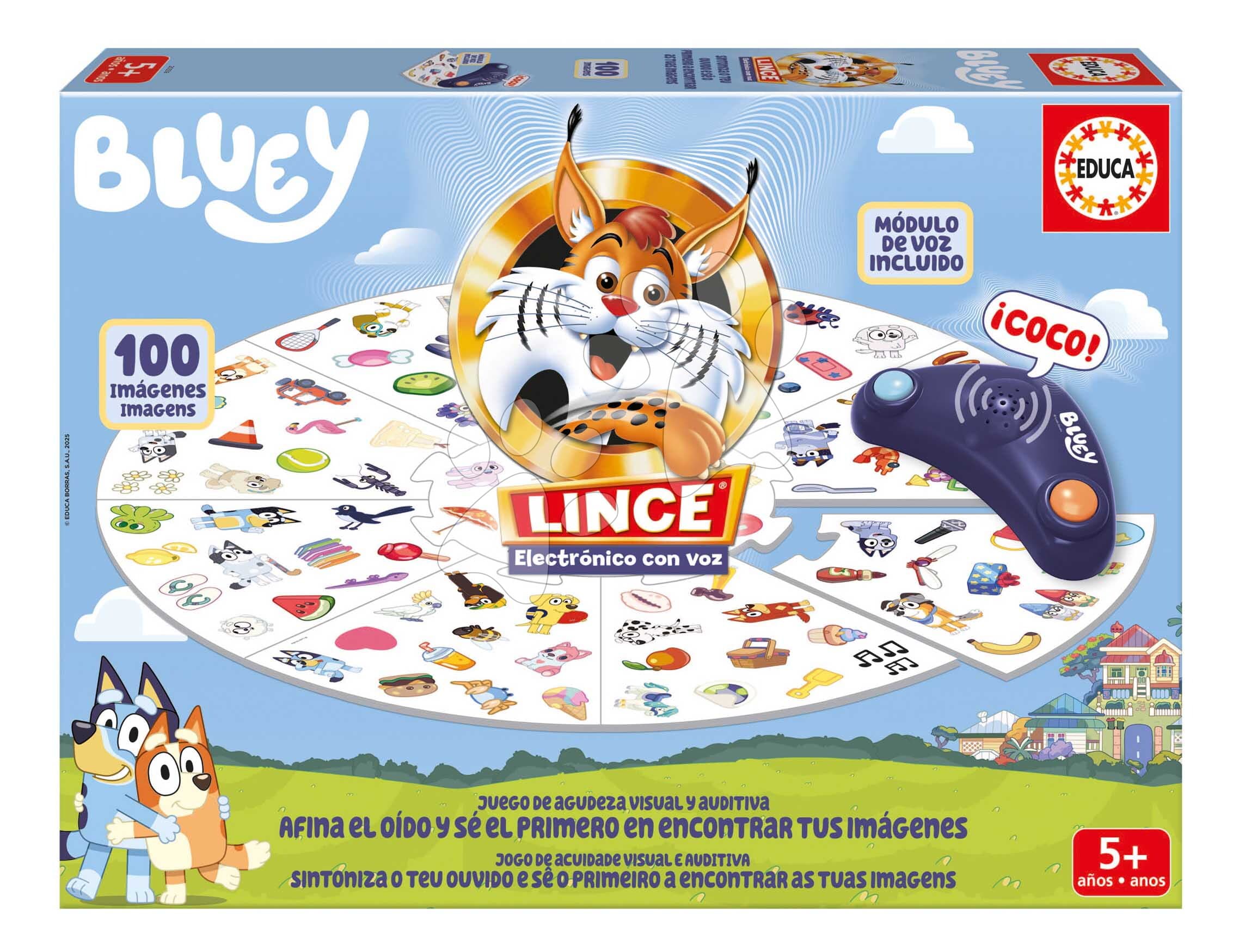 Spoločenská hra Rýchly ako rys Lynx with Bluey Voice Educa elektronická s reproduktorom 100 obrázkov v španielčine a portugalčine od 5 rokov 1