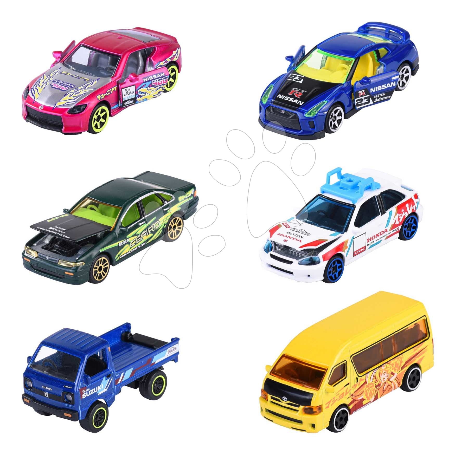 Autíčko s tuningom Japan Series Deluxe Cars Majorette kovové so zberateľským boxom 7,5 cm dĺžka 6 rôznych druhov 1