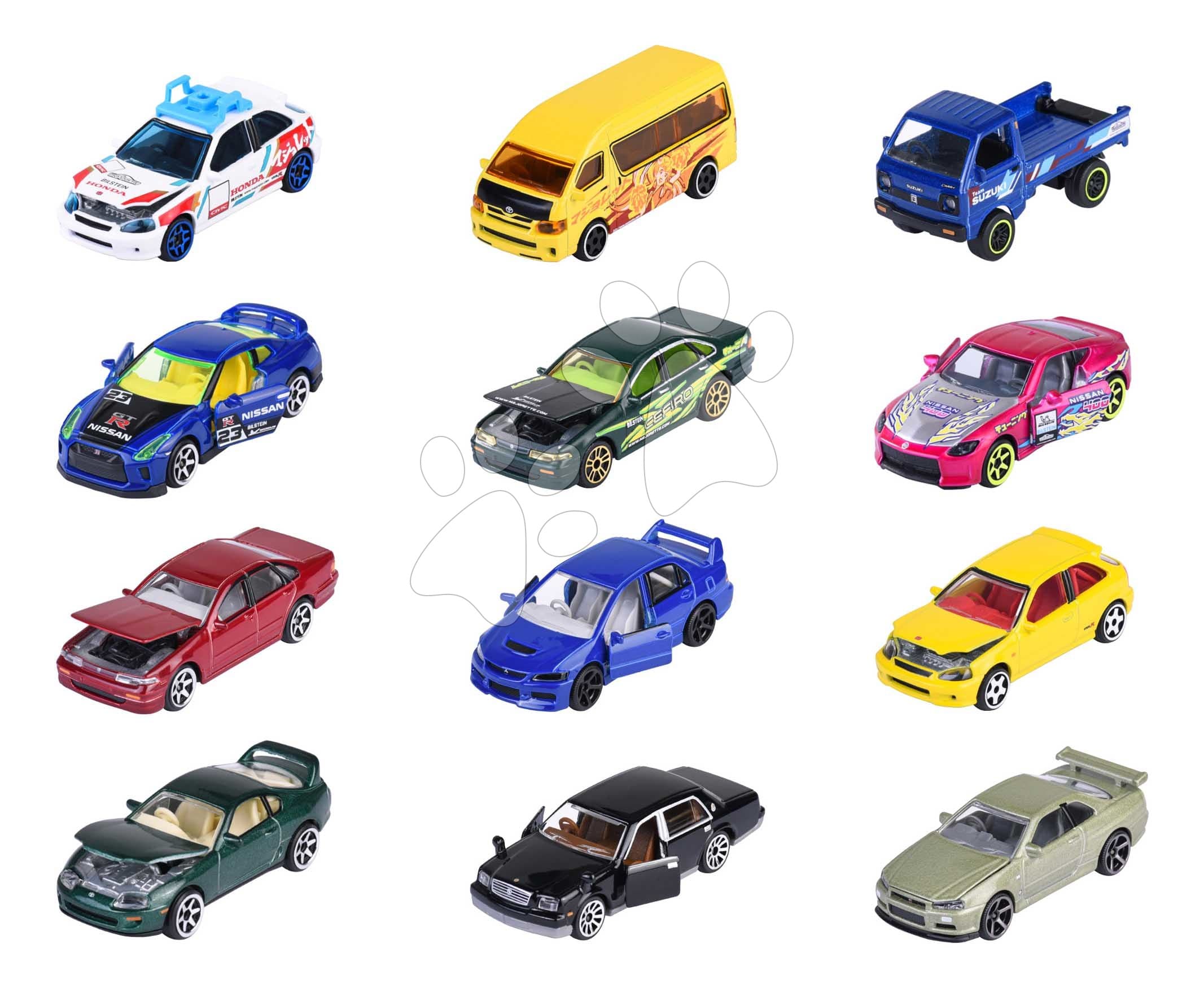 Autíčka Japan Series Bonus Pack Majorette kovové s odpružením a zberateľským boxom 7,5 cm dĺžka 5 druhov