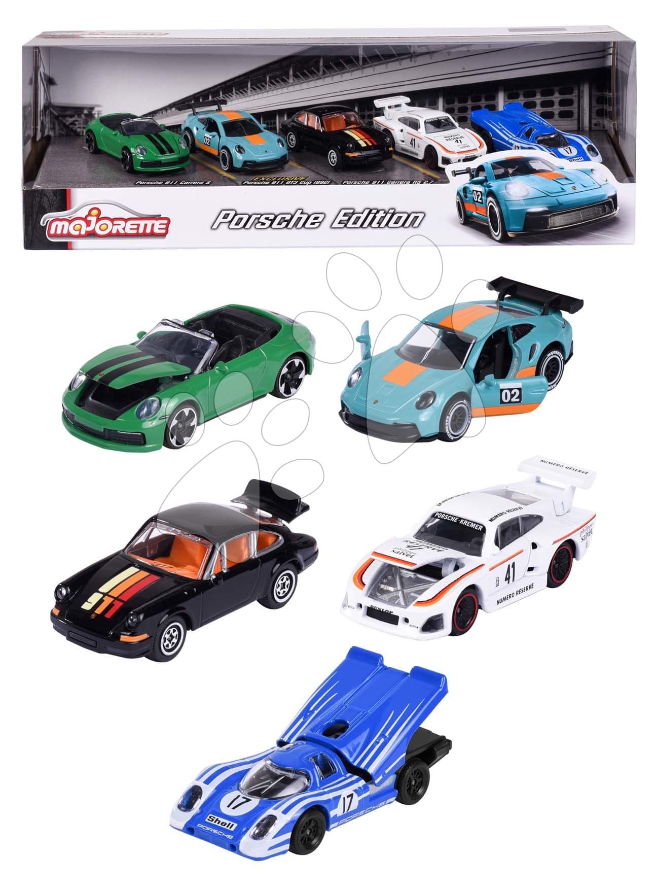 Autíčka Porsche Motorsport 5 Pieces Giftpack Majorette kovové dĺžka 7,5 cm sada 5 druhov v darčekovom balení 1