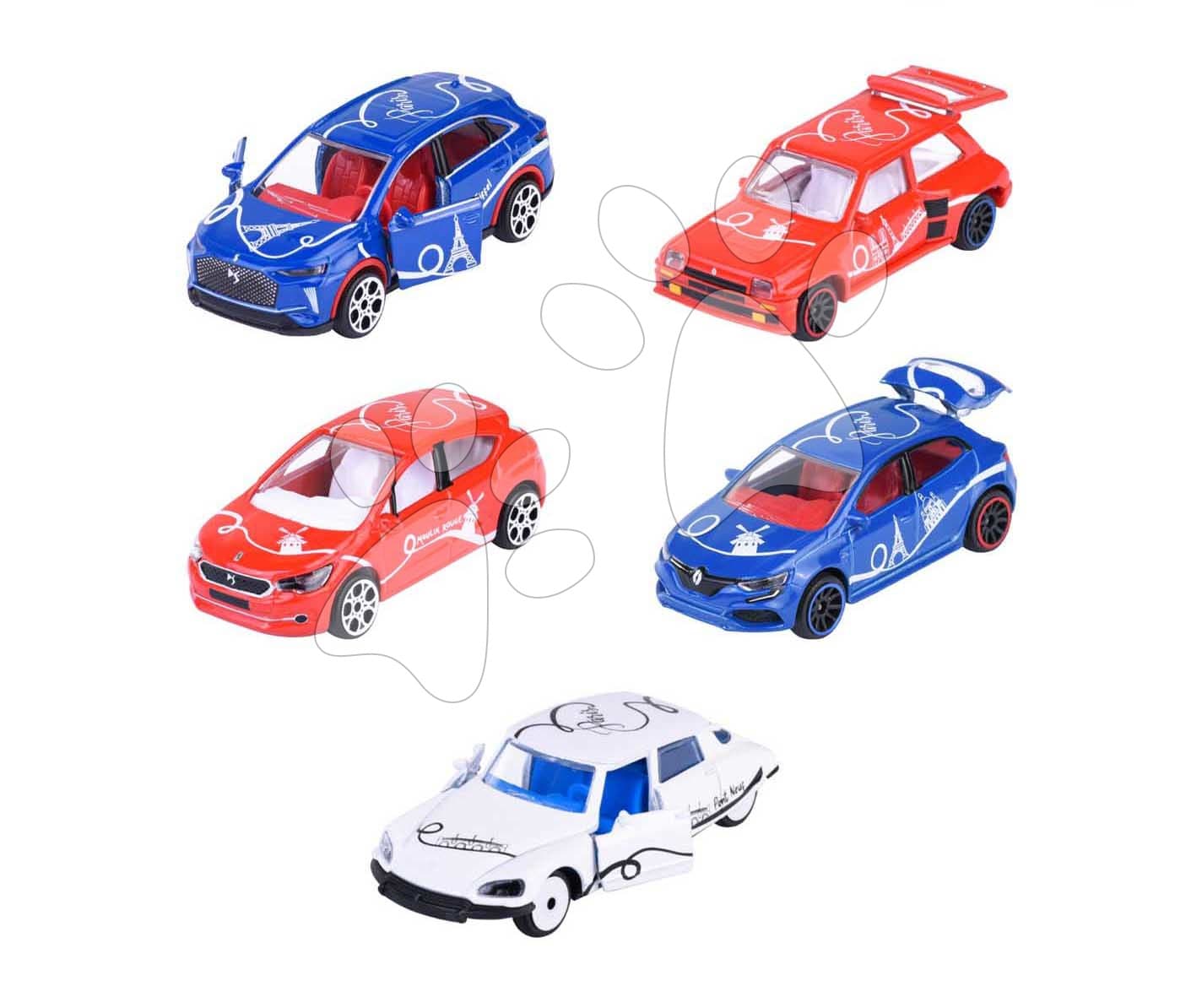 Autíčka French Touch 5 Pieces Giftpack Majorette kovové s odpružením dĺžka 7,5 cm sada 5 druhov v darčekovom balení