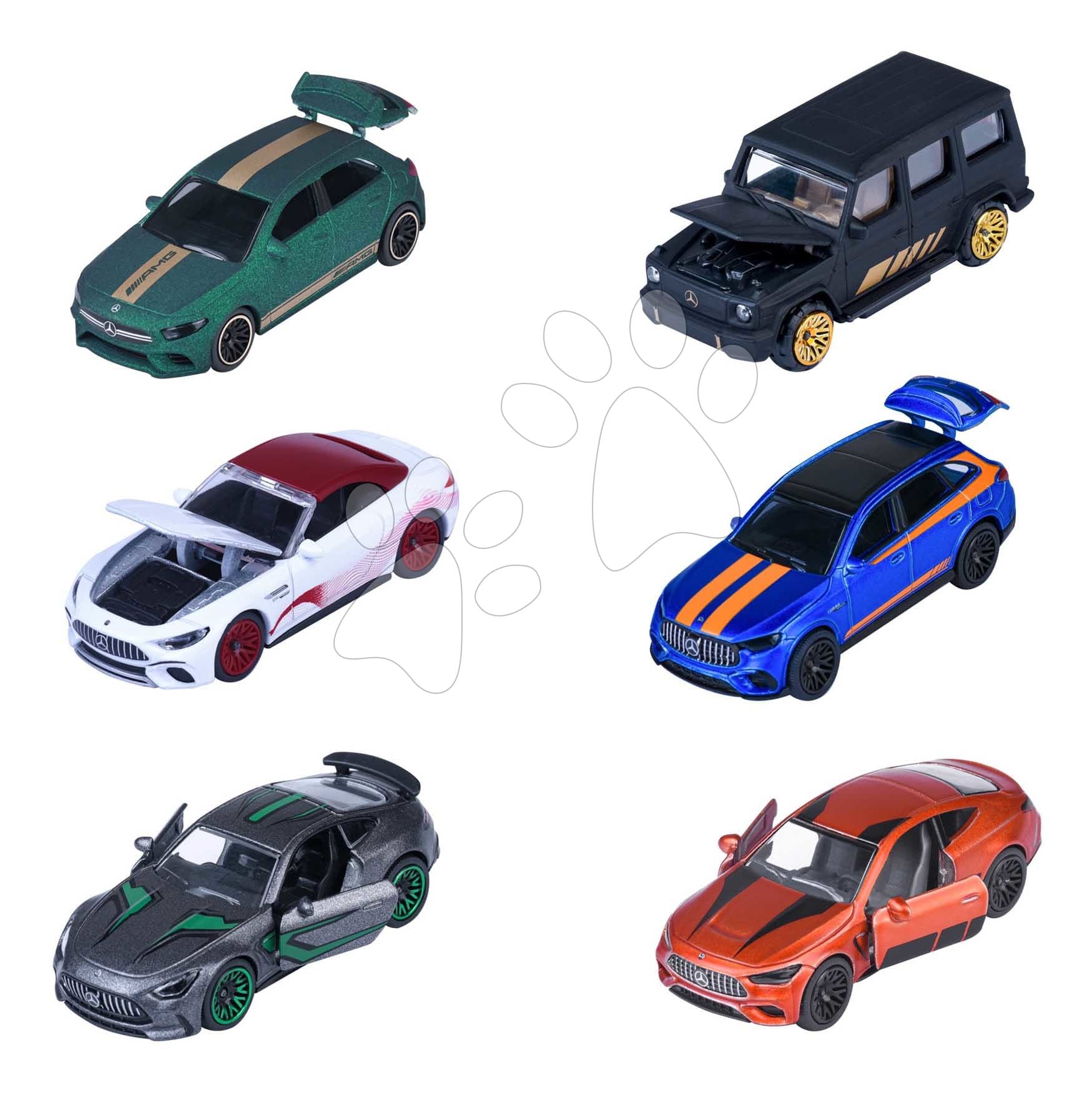 Autíčko Mercedes-AMG Deluxe Majorette kovové 6 rôznych druhov so zberateľským boxom dĺžka 7,5 cm 1:64 1