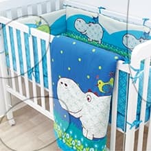Súprava do postieľky Joy Hippo Blue toT's-smarTrike hrošík hniezdo, paplón a plachta modrá od 0 mes