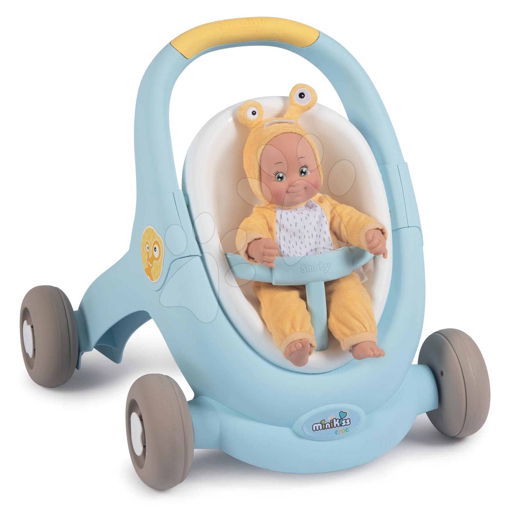 Chodítko a kočík pre bábiku Croc Baby Walker MiniKiss 3in1 Smoby s brzdou a bezpečnostným pásom od 12 mes 1