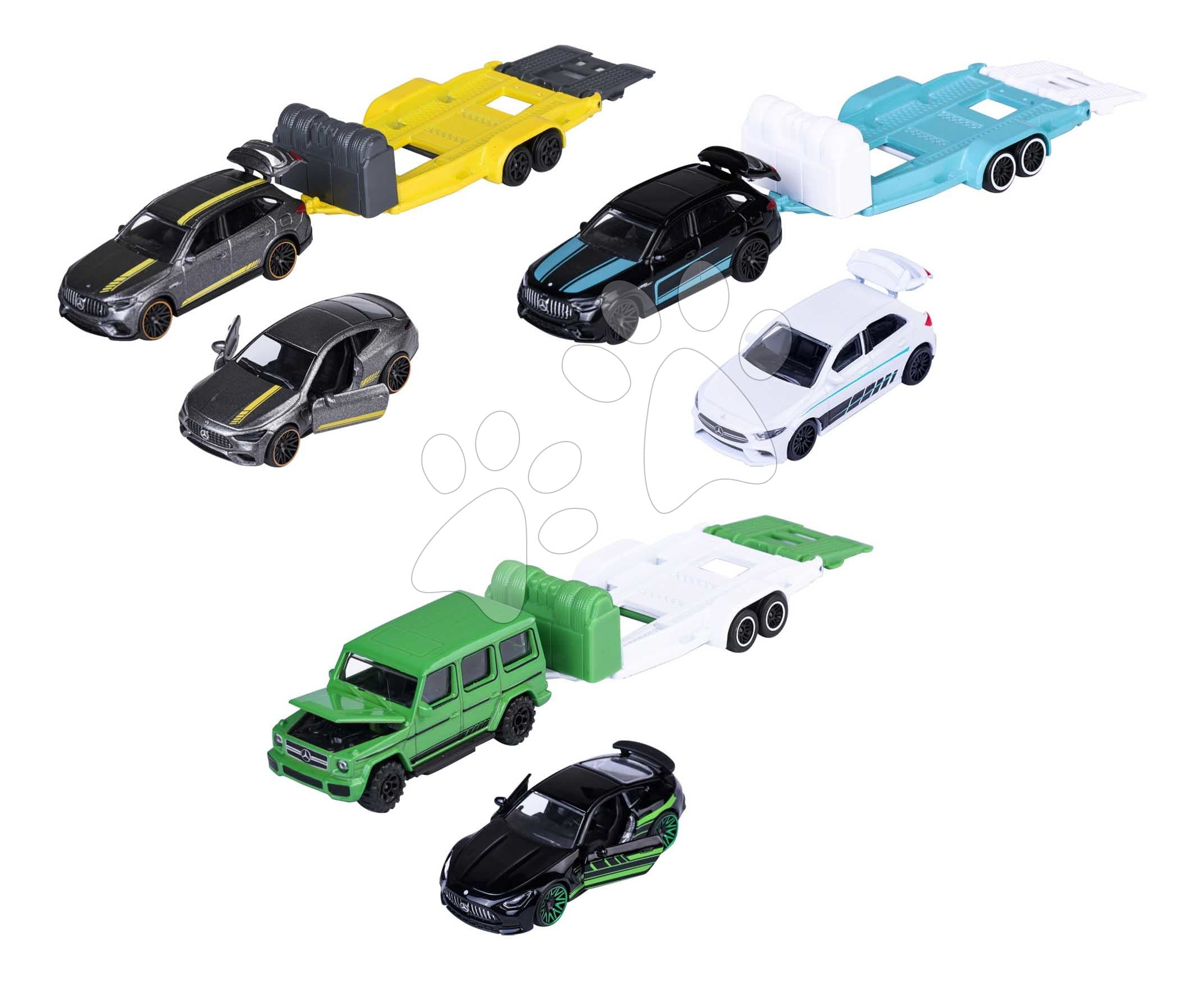 Autíčko s prívesom Mercedes-AMG Deluxe Majorette kovové 3 rôzne druhy dĺžka 18 cm