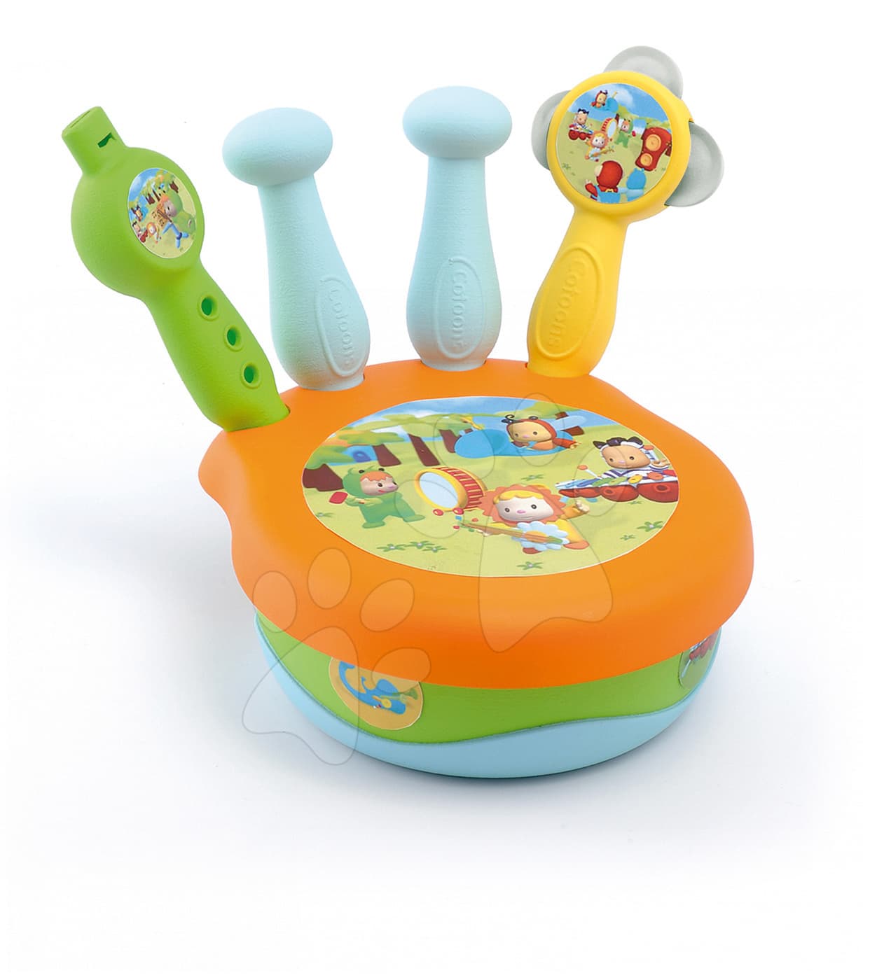 Smoby detská tamburína Cotoons orchester s hudobnými nástrojmi 211125 oranžovo-zelená
