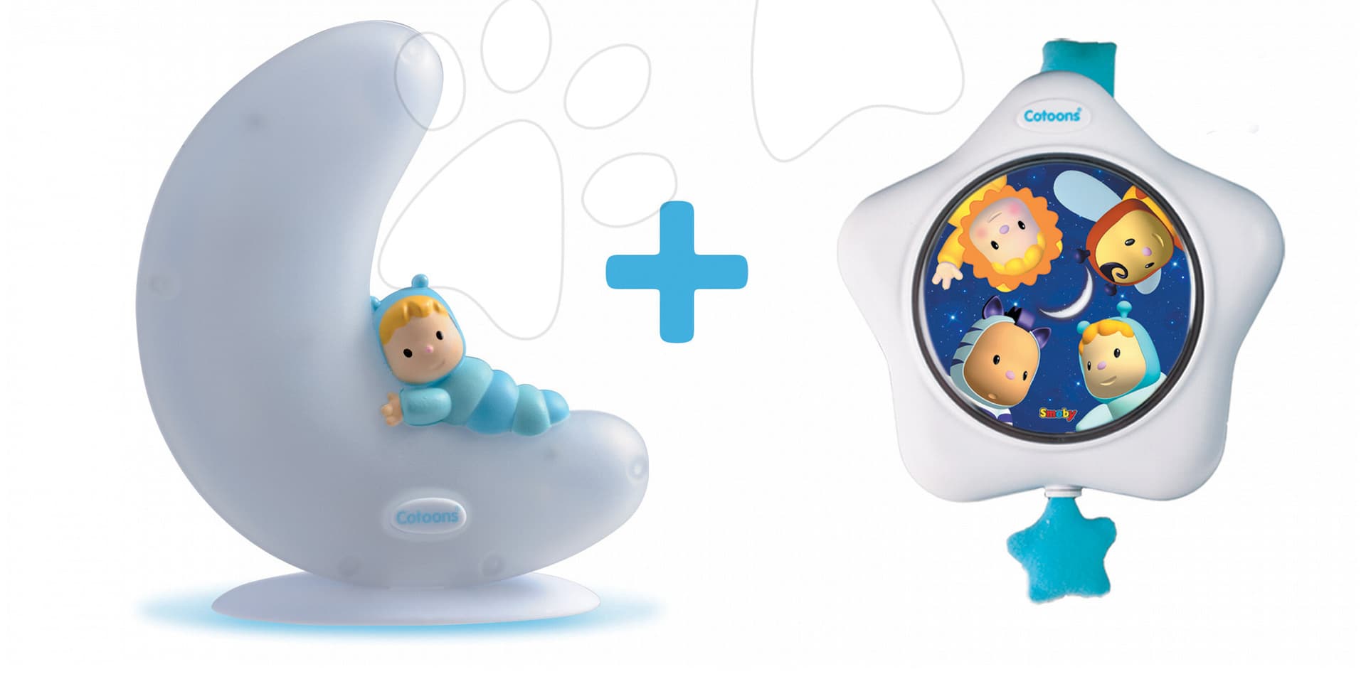 Smoby svietiaci mesiačik a hviezdička pre bábätká Cotoons 316204 biely 1