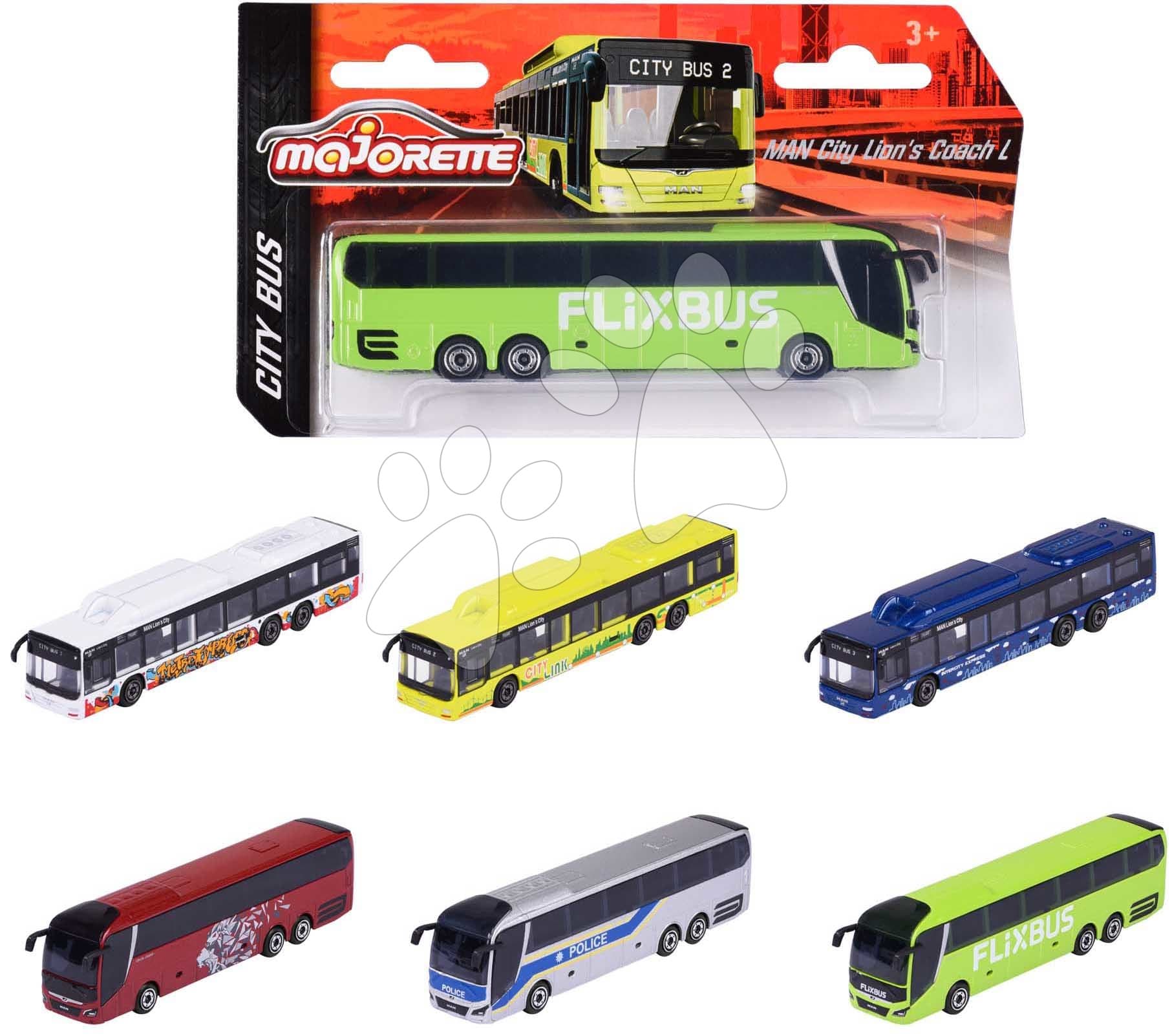 Autobus MAN City Bus Majorette s odpružením 13 cm dĺžka rôzne druhy 1