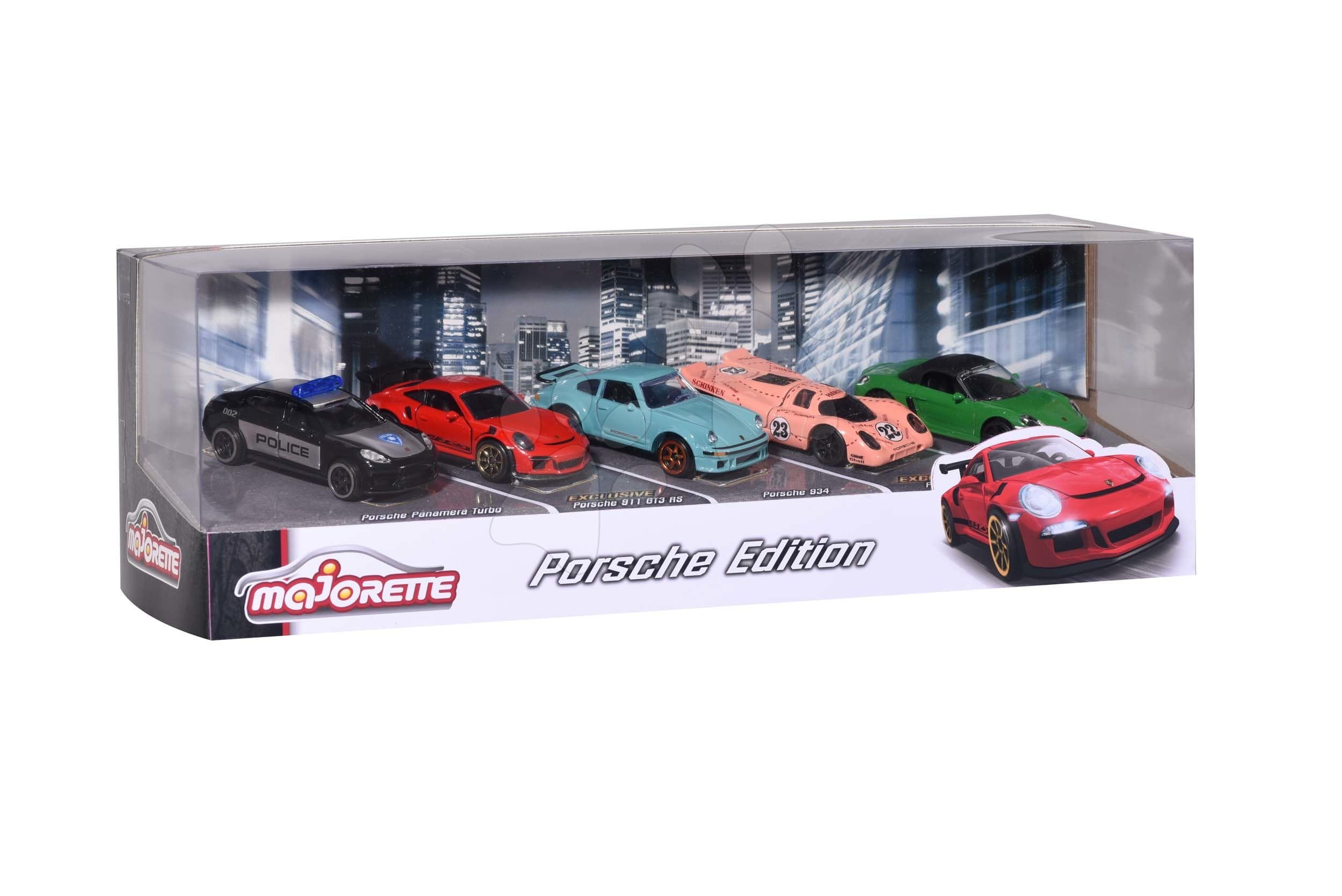 Autíčka Porsche Edition Majorette kovové 7,5 cm dĺžka sada 5 druhov v darčekovom balení 1
