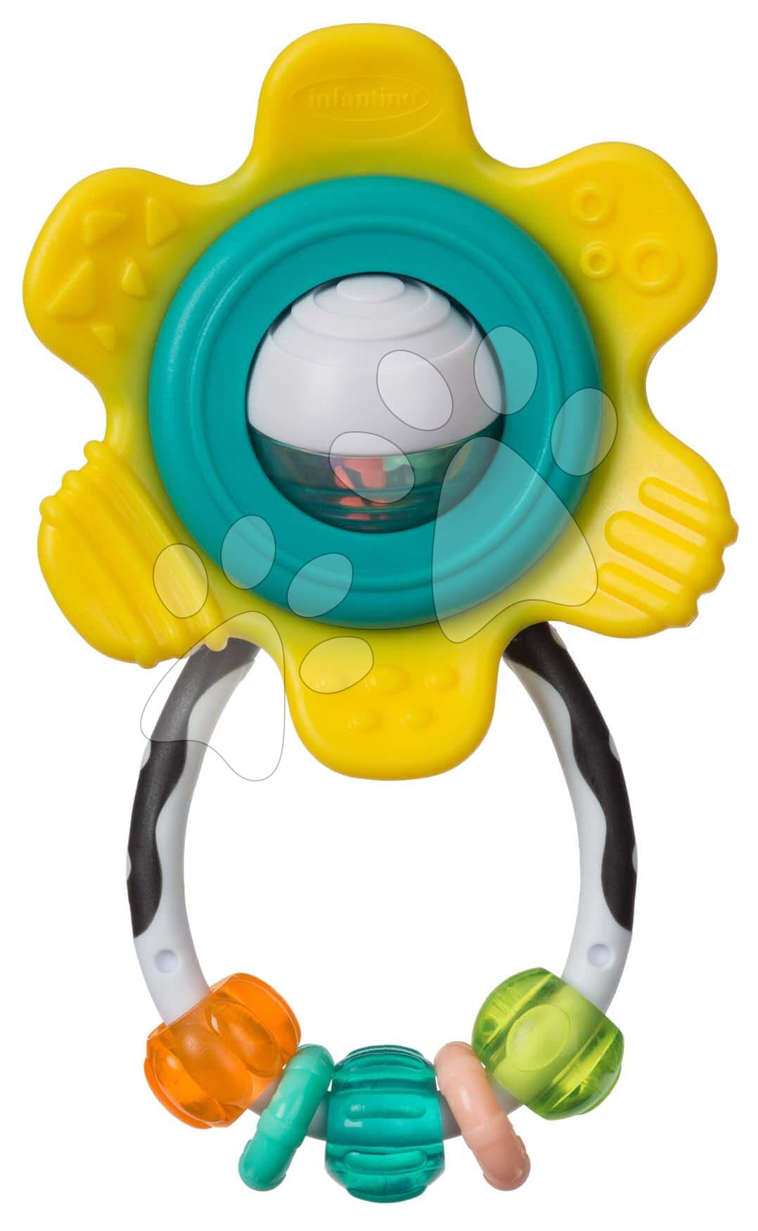 Hrkálka s hryzátkom Kvietok Spin & Rattle Teether Infantino od 0 mes 1