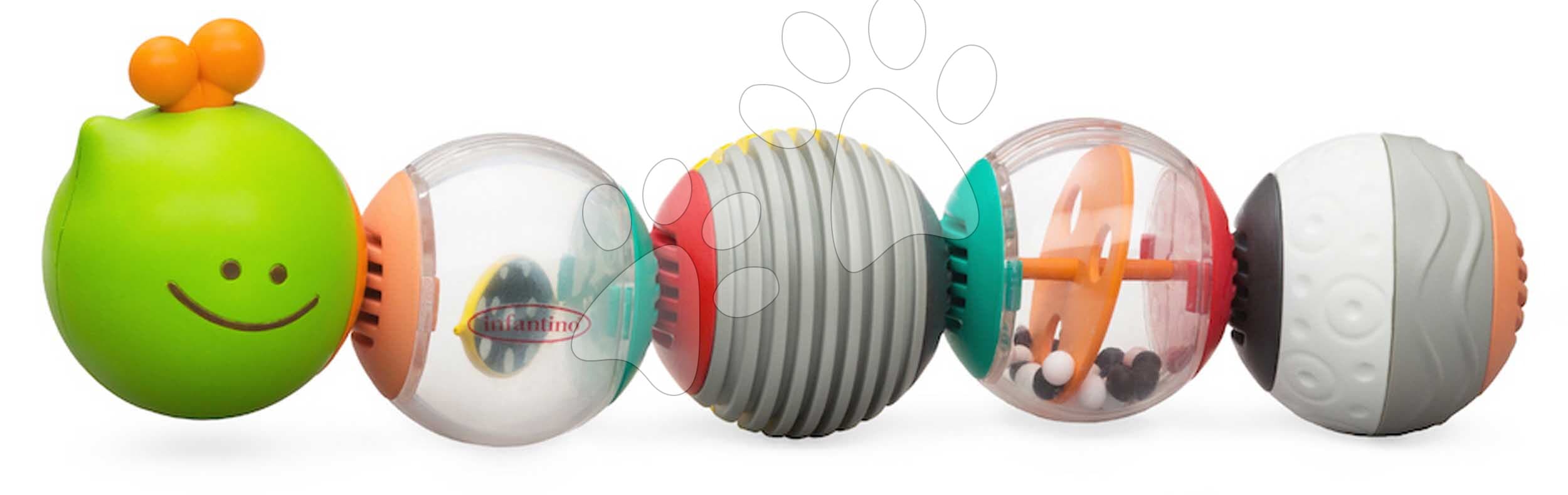 Húsenica z loptičiek Caterpillar Activity Balls Infantino s hryzátkom od 6 mes