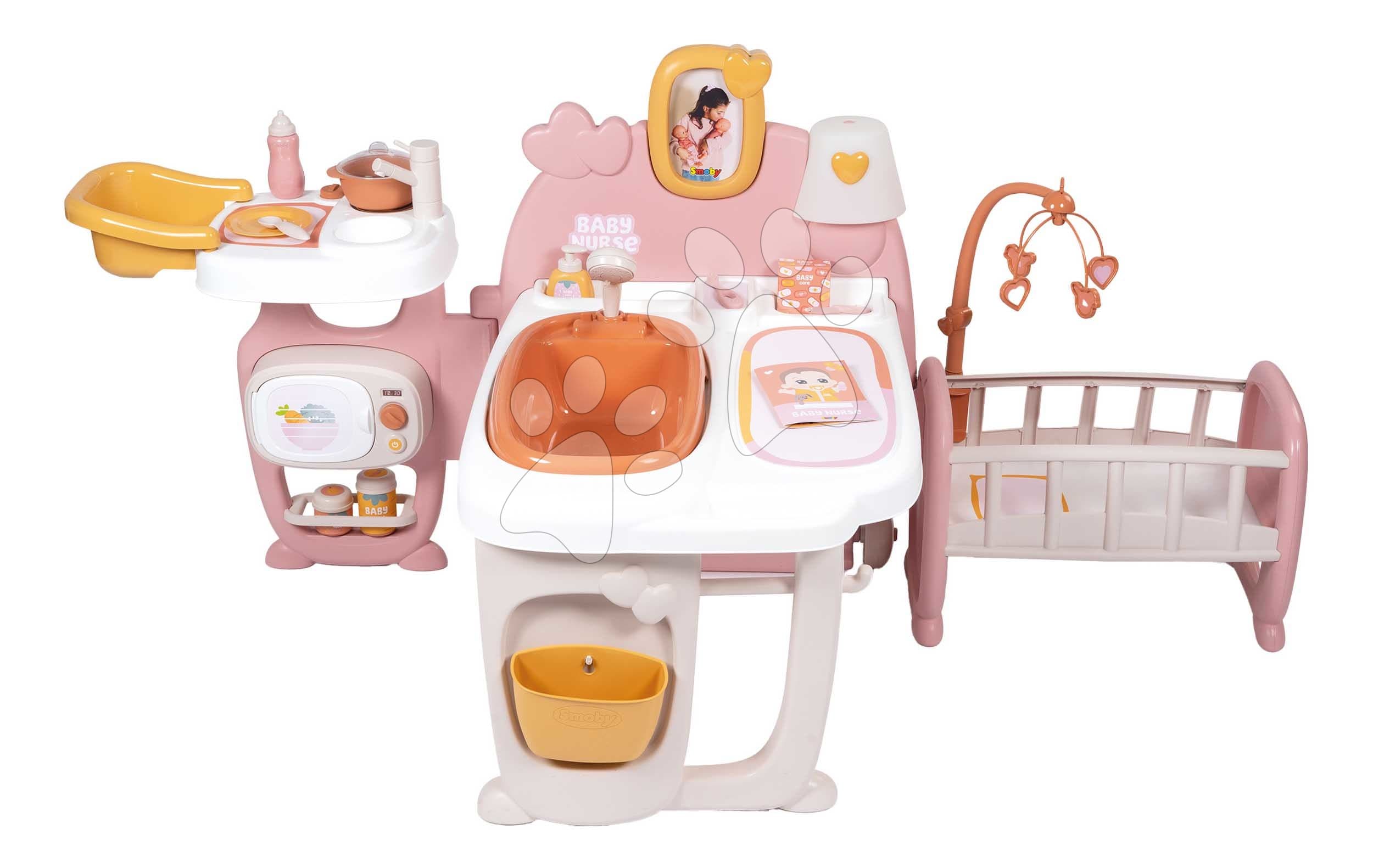 Domček pre bábiku trojkrídlový Large Doll´s Play Center Soft Baby Nurse Smoby kuchynka spálňa a kúpelňa s 18 doplnkami