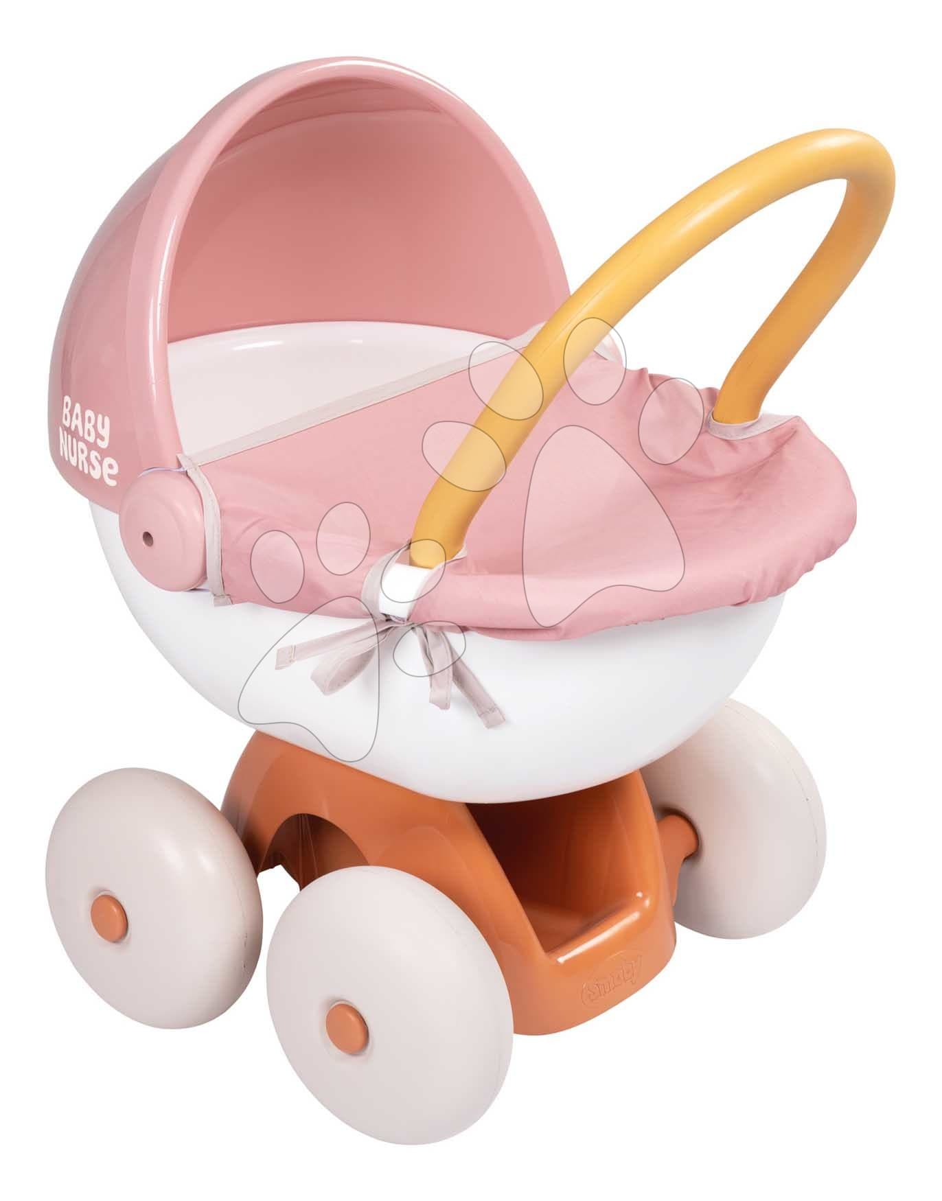 Hlboký kočík s textilom Pram Soft Baby Nurse Smoby pre 42 cm bábiku s 54 cm vysokou ergonomickou rúčkou od 18 mes