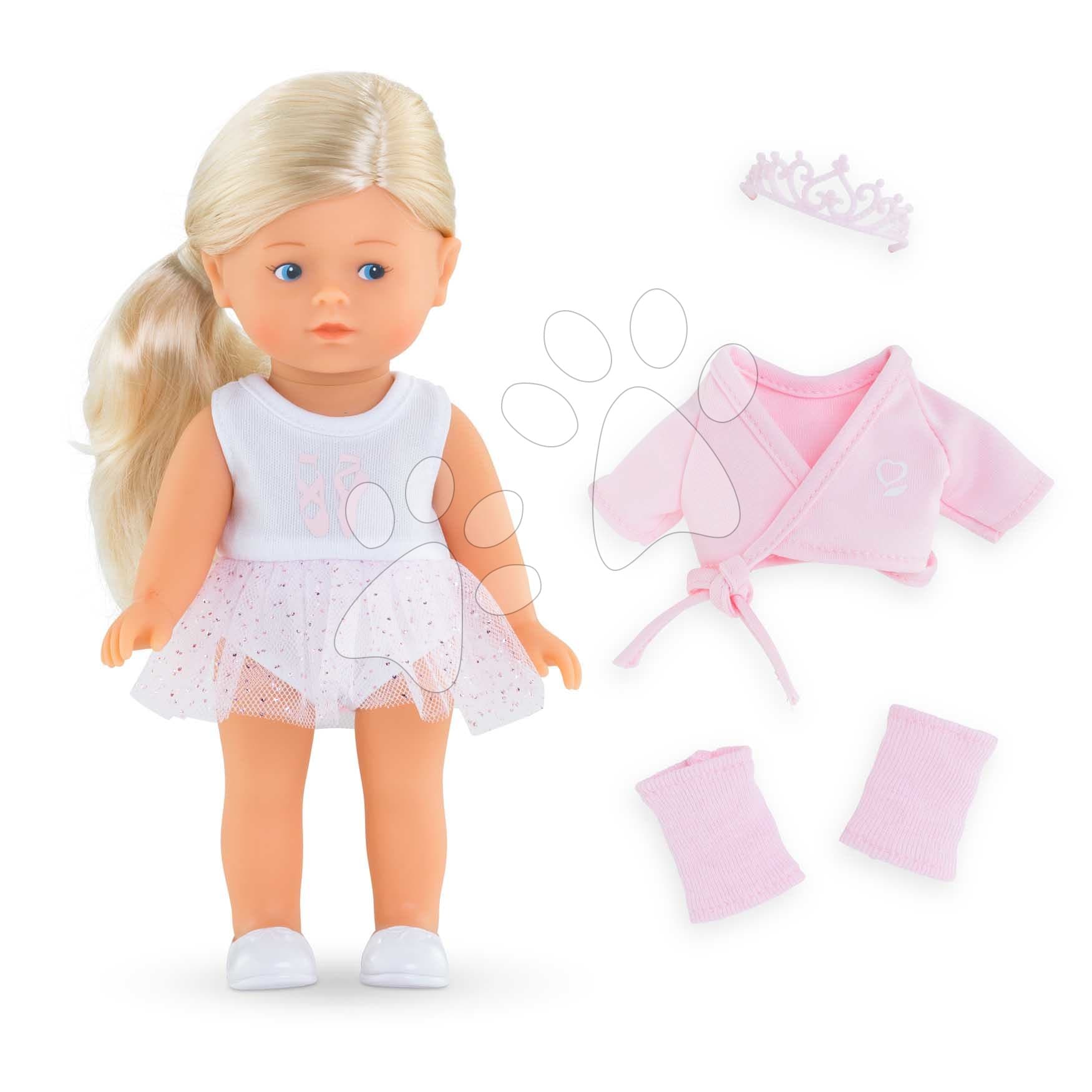 Bábika Rosy Ballerina Set Mini Corolline Corolle blond vlasy a modré oči 20 cm 3 doplnky 1