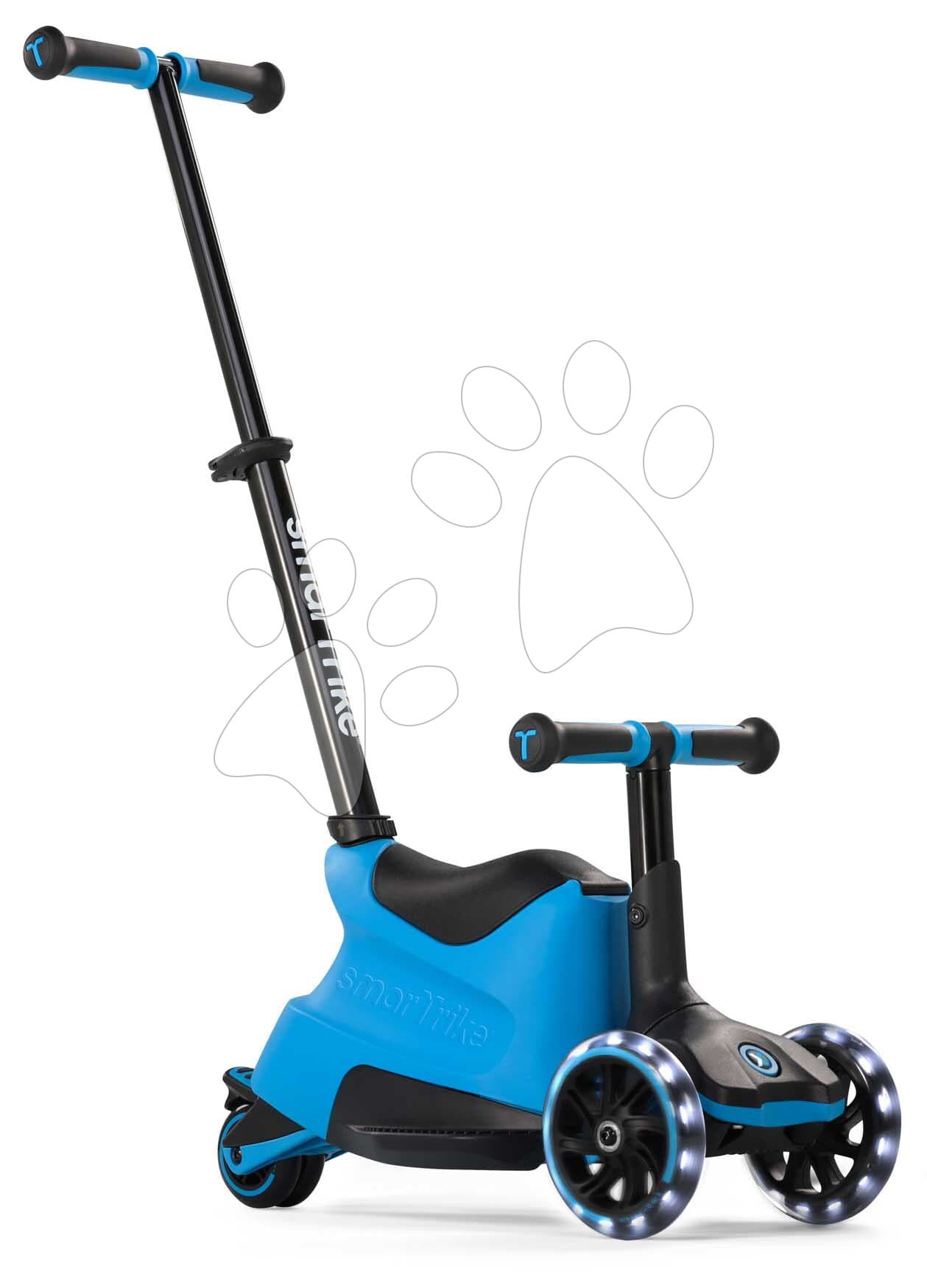 Odrážadlo a kolobežka 2v1 trojkolesová s LED kolesami Xtend Scooter Ride-on Blue smarTrike s vodiacou tyčou s nastaviteľnou výškou a úložným priestorom od 1 do 12 rokov 1