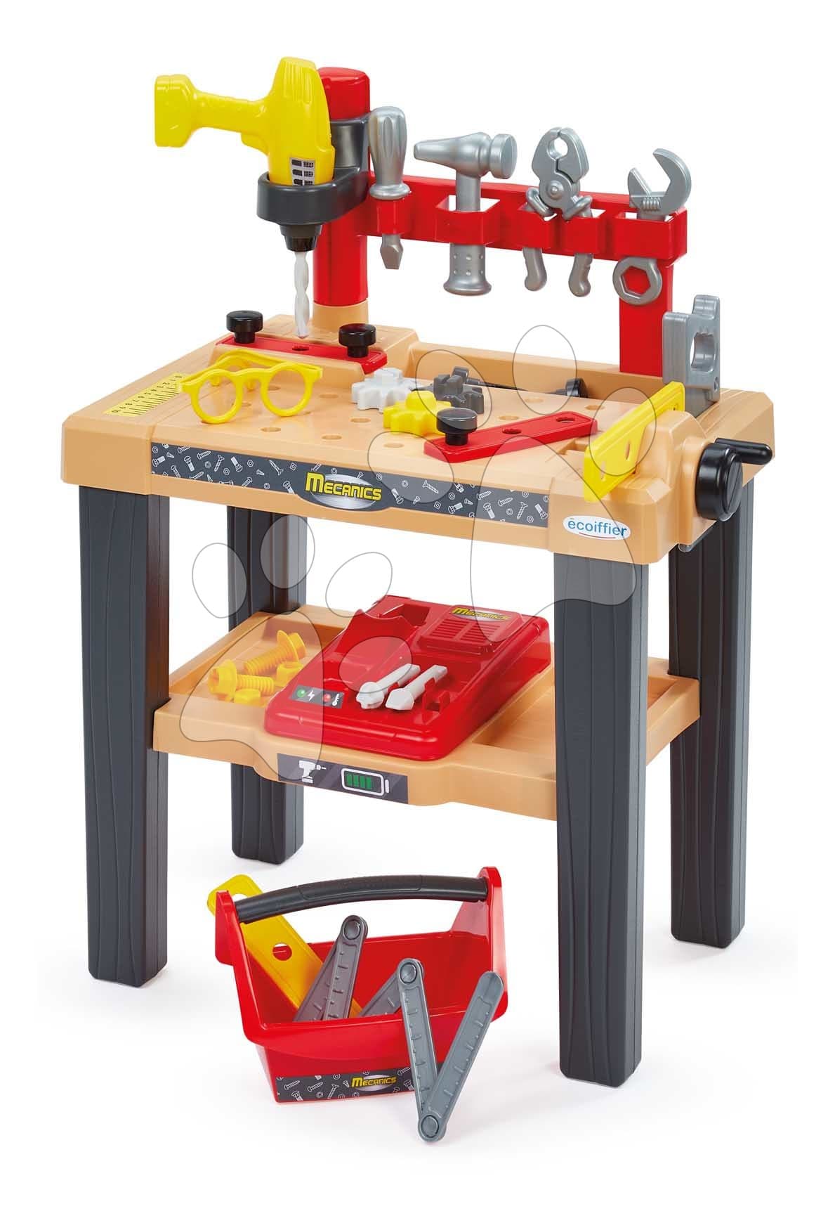 Pracovný stolík Big Workbench Mecanics Écoiffier s kufríkom a vŕtačkou 29 doplnkov od 18 mes