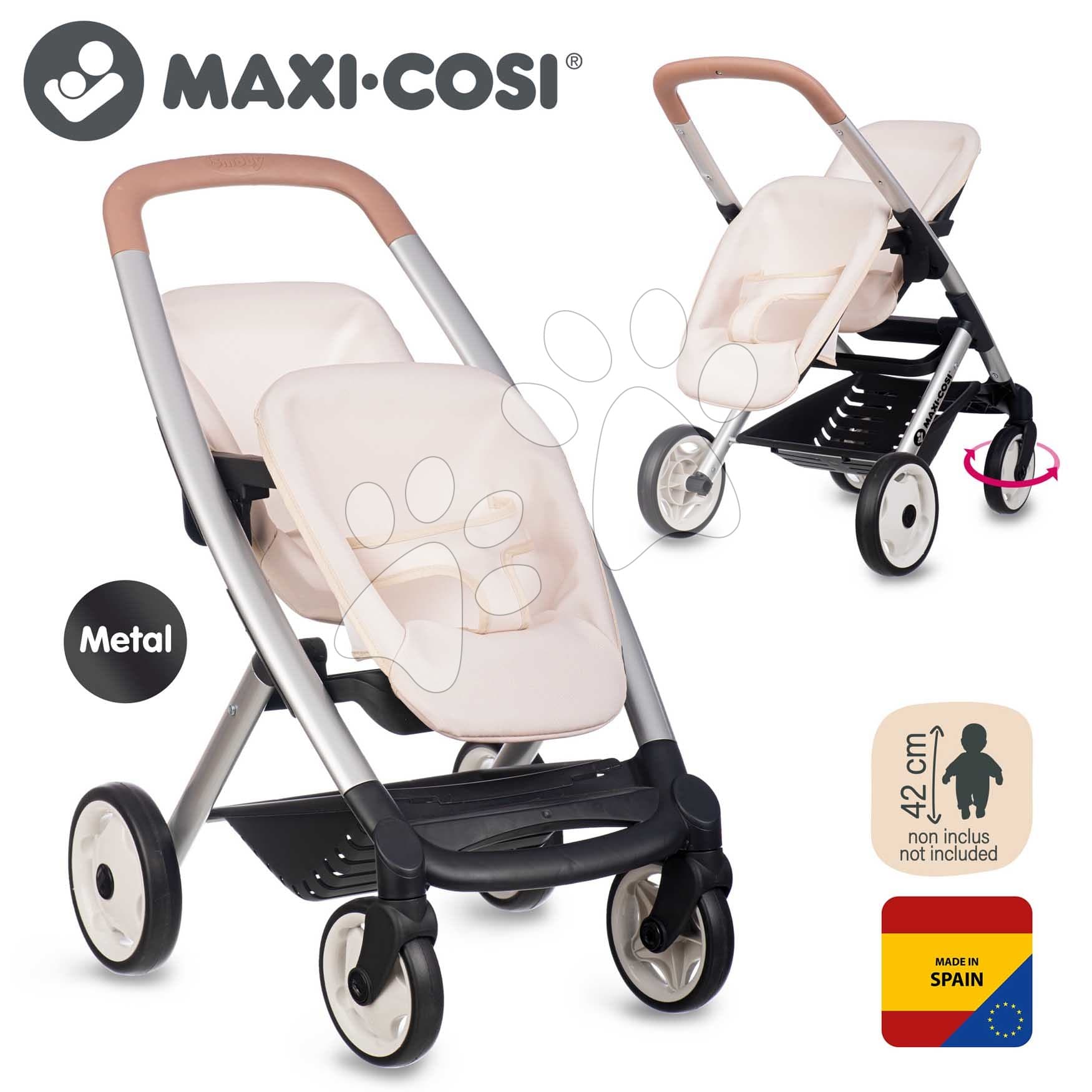 Kočík pre dvojičky s bezpečnostným pásom Twin Pushchair Sandy Maxi Cosi&Quinny Smoby pre 42 cm bábiku s 64 cm ergonomickou rúčkou