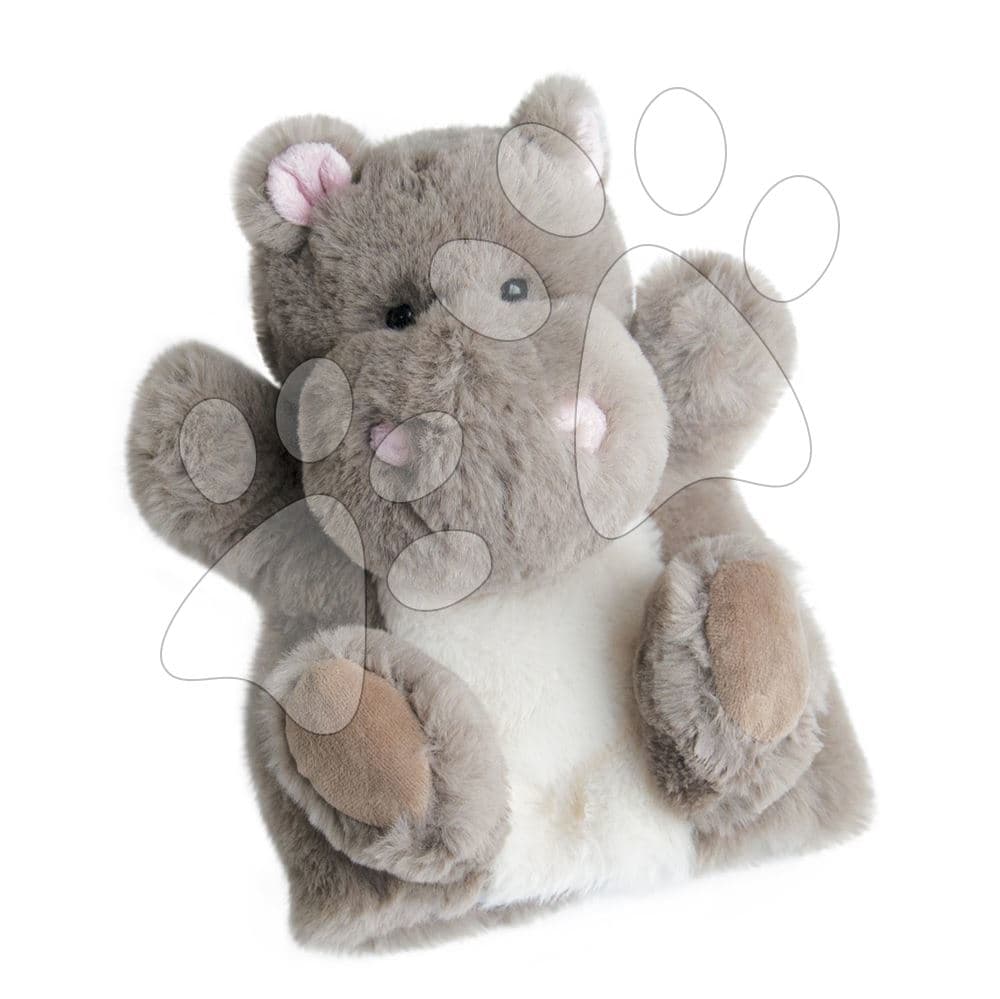 Plyšový hrošík na bábkové divadlo Hippo Puppet Histoire d’ Ours sivý 25 cm od 0 mes