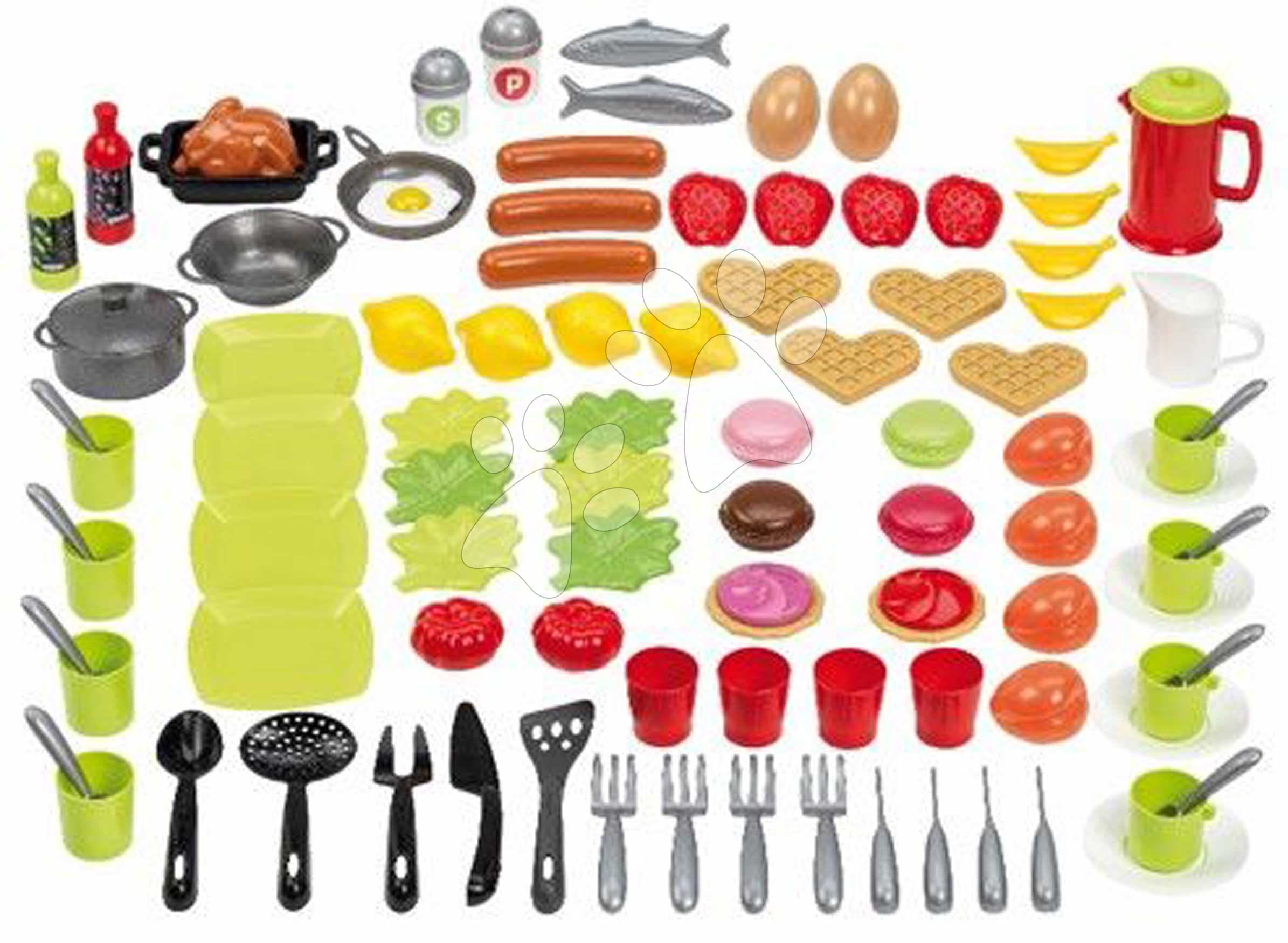 Potraviny s riadíkom do kuchynky 100% Chef Écoiffier s jedlom ovocím a zeleninou 100 dielový set od 18 mes