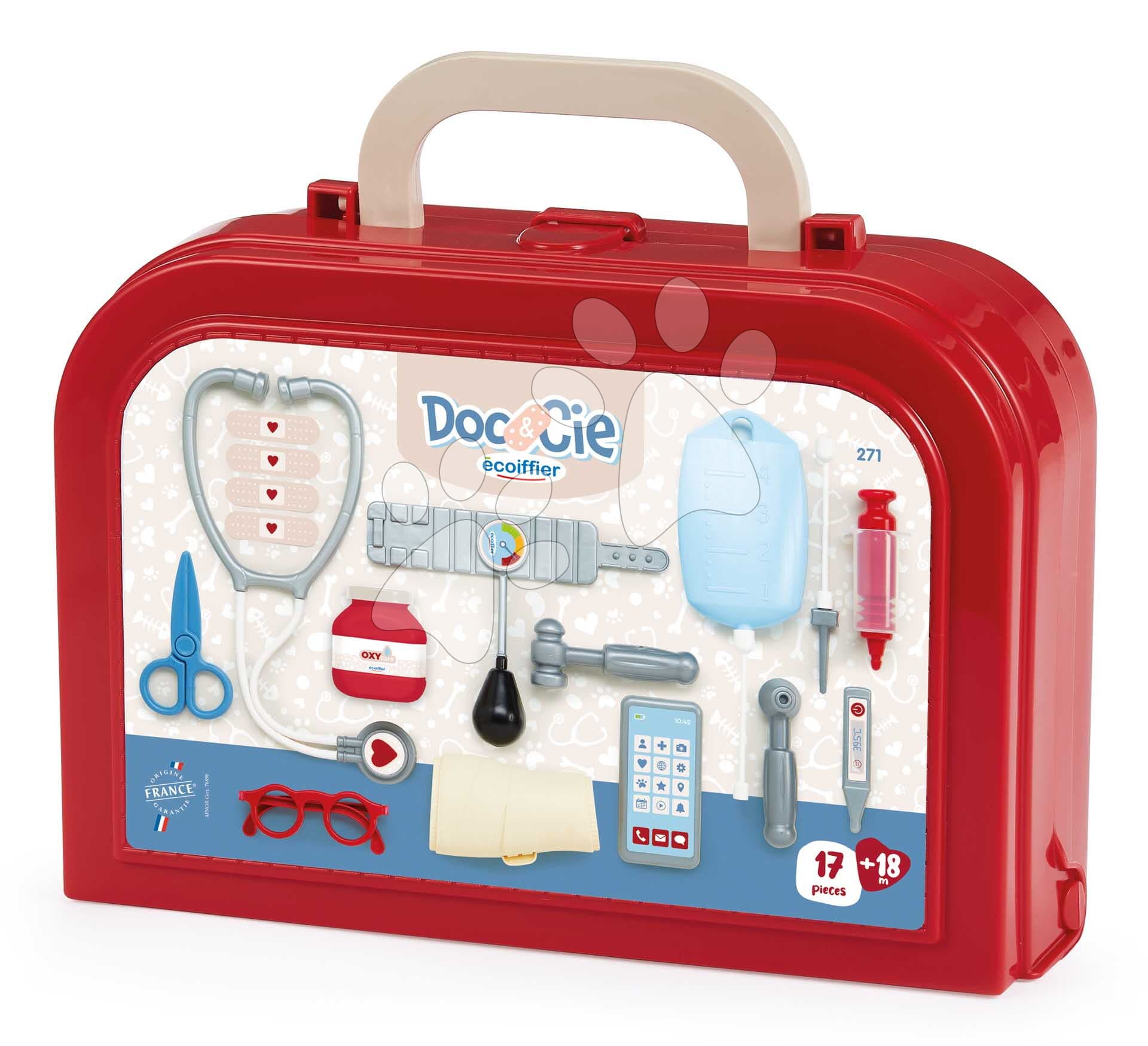 Lekársky kufrík Luxury Doctor´s Case Écoiffier 17 doplnkov s tlakomerom od 18 mes