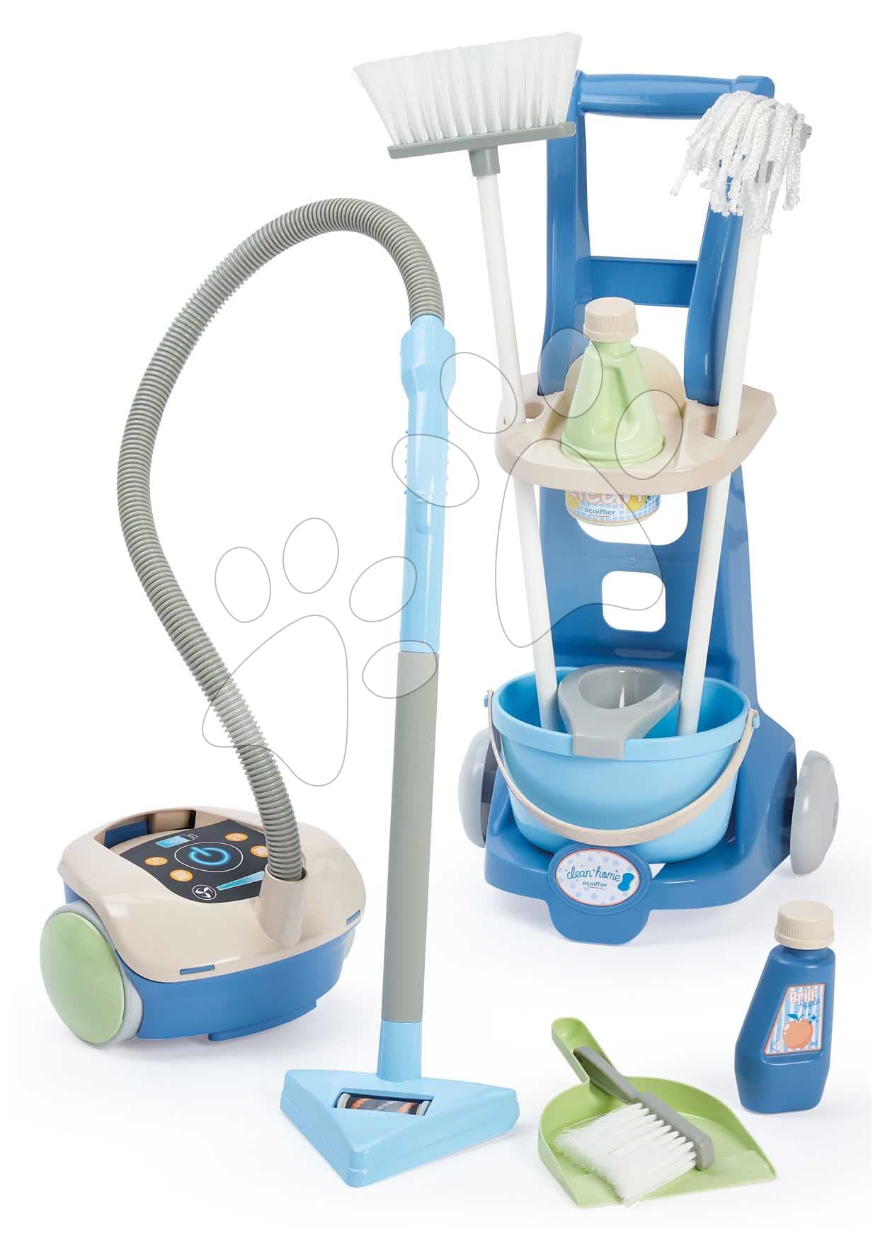 Upratovací vozík s vysávačom Clean Home Écoiffier s metlou a vedrom 10 doplnkov 1