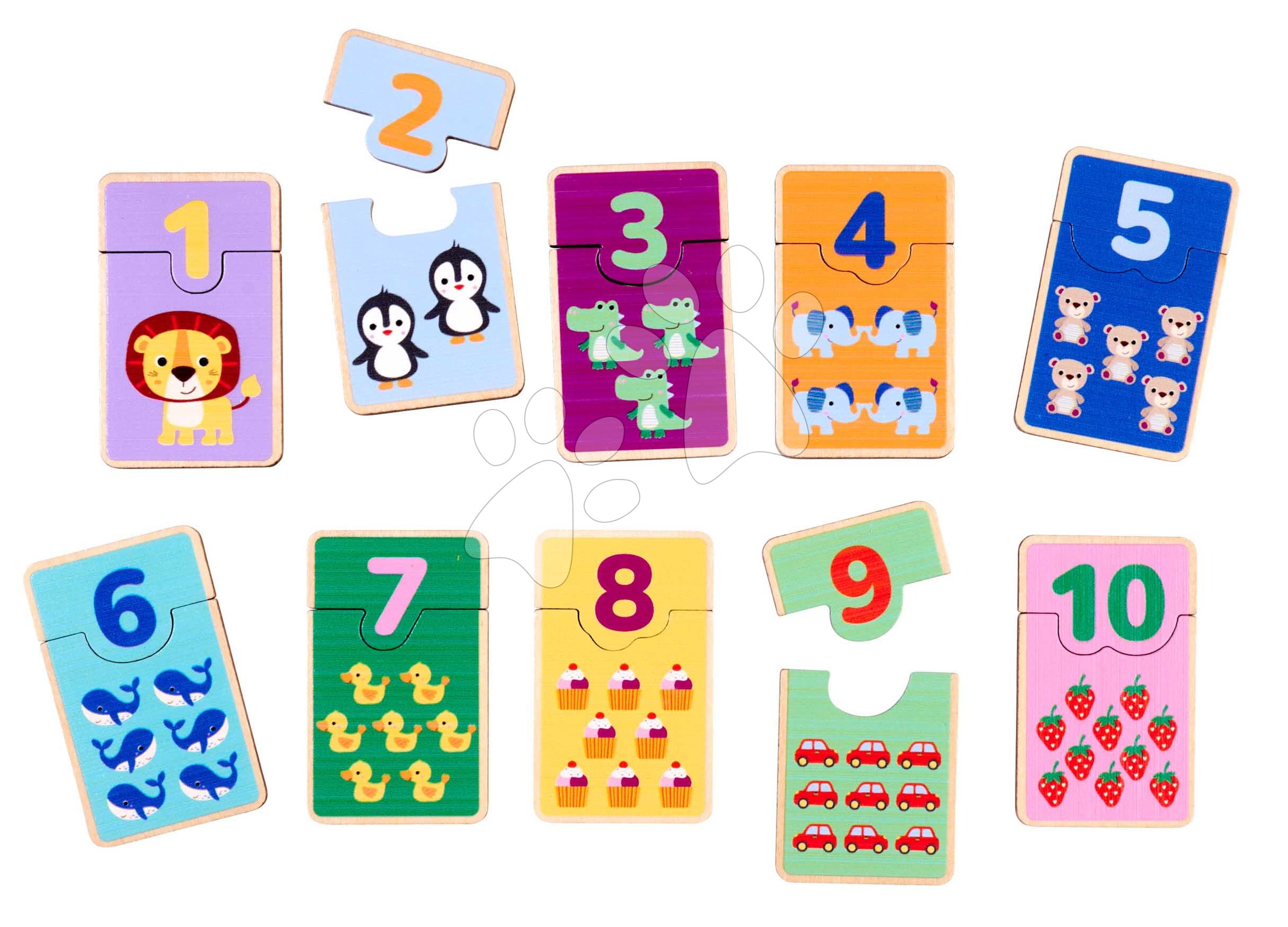 Drevené puzzle s číslami Games Numbers Account Eichhorn 20 dielikov s obrázkami zvieratiek a objektov od 24 mes 1