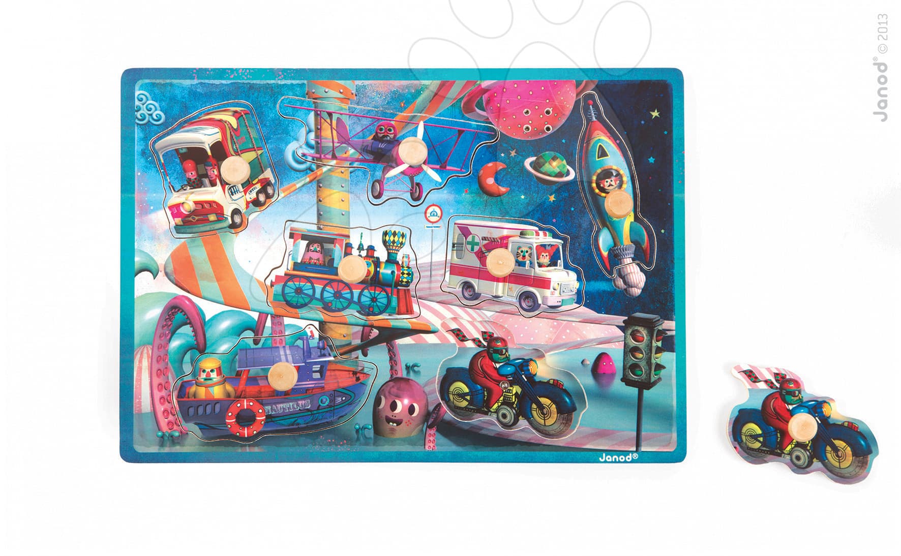 Janod drevené hudobné puzzle Space Motion 7 dielov 07073 1