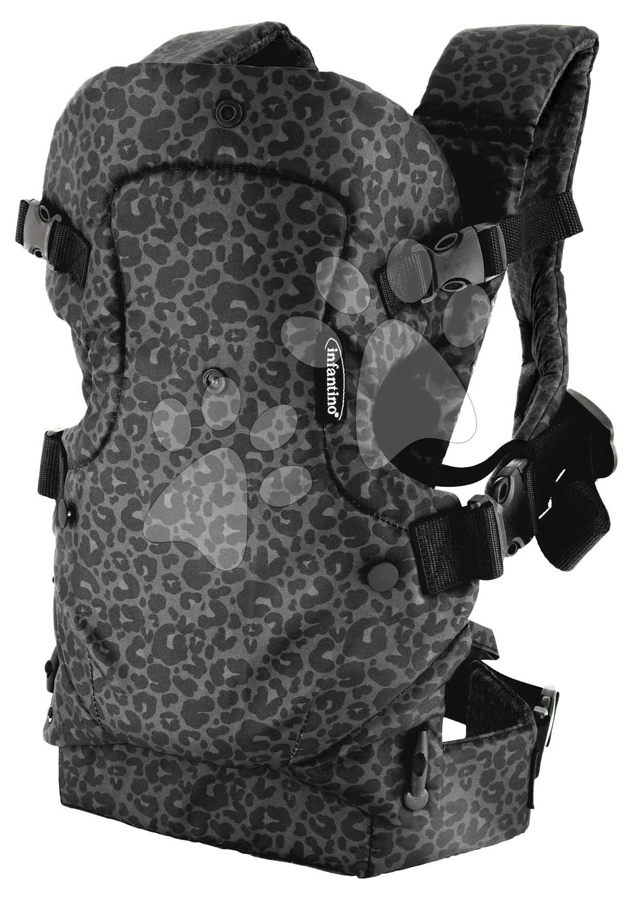 Nosič pre dieťa Flip 4v1 Convertible Carrier Leopard Black Infantino 4 spôsoby nosenia s leopardím vzorom čierny od 3,6-14,5 kg od 0 mes