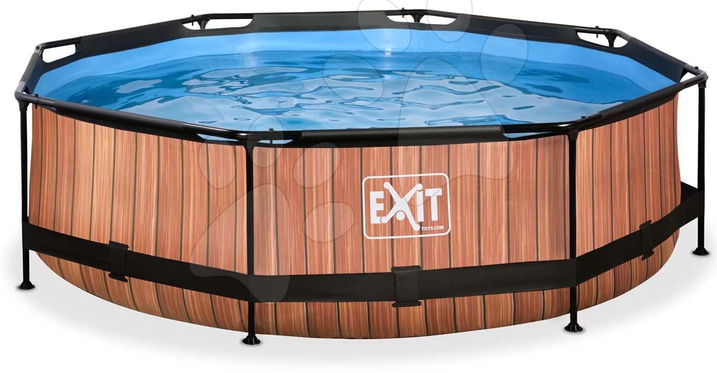 Bazén s filtráciou Wood pool Exit Toys kruhový oceľová konštrukcia 300*76 cm hnedý od 6 rokov 1