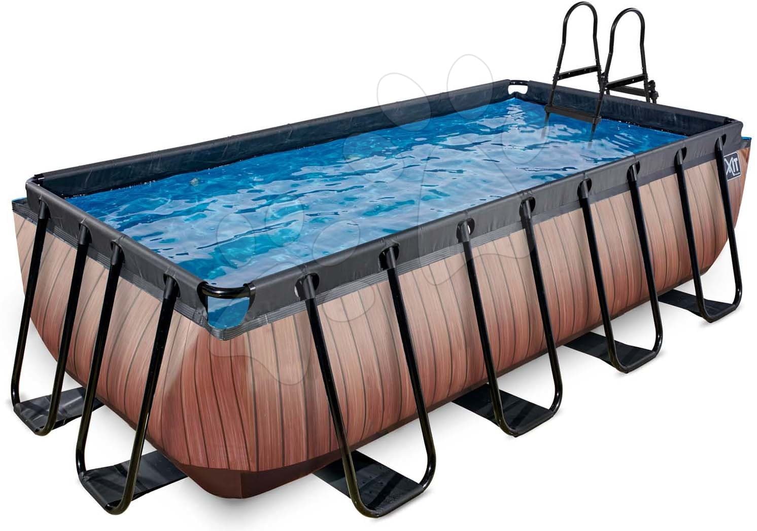Bazén s filtráciou Wood pool Exit Toys oceľová konštrukcia 400*200*100 cm hnedý od 6 rokov 1
