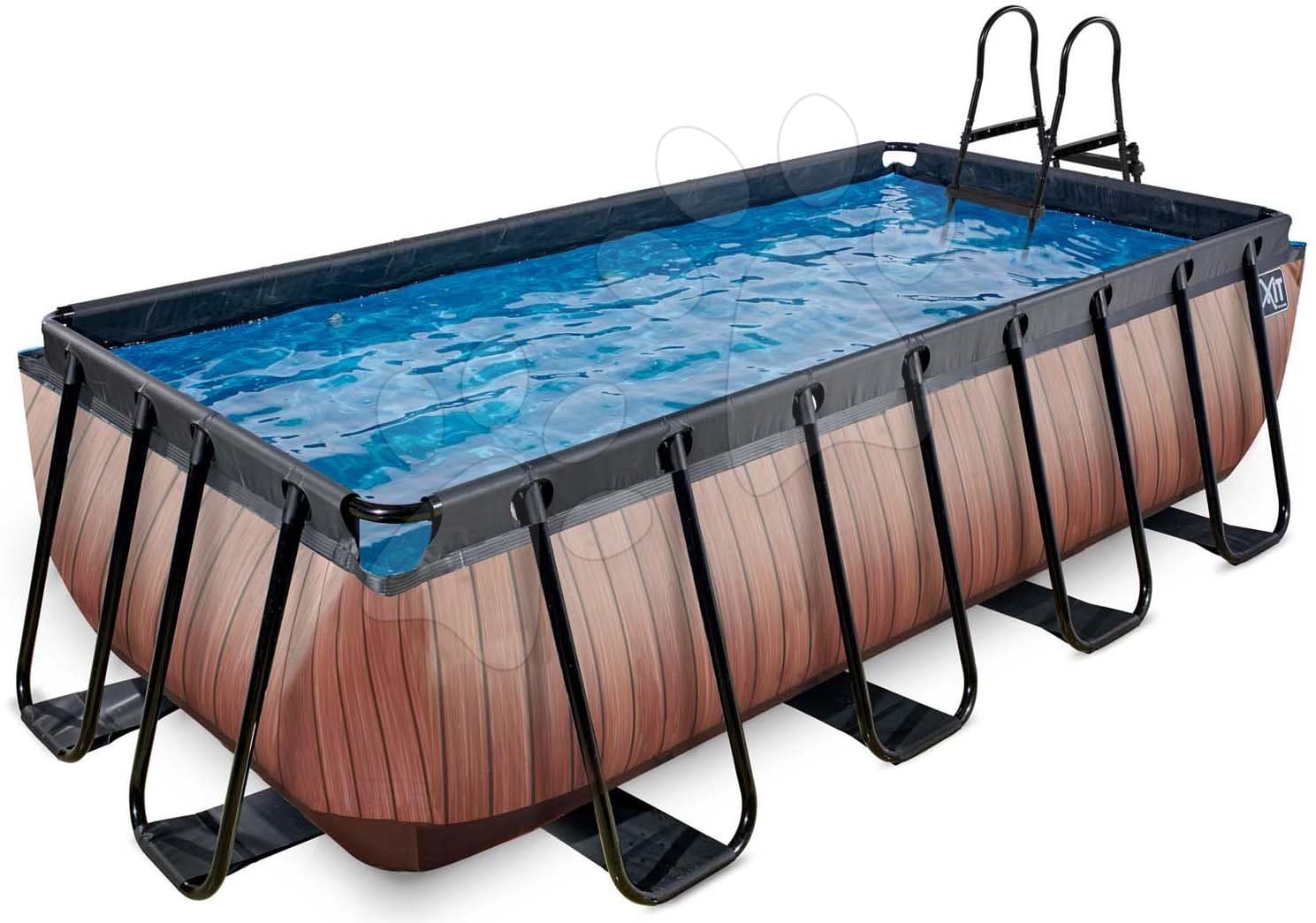 Bazén s pieskovou filtráciou Wood pool Exit Toys oceľová konštrukcia 400*200*100 cm hnedý od 6 rokov 1