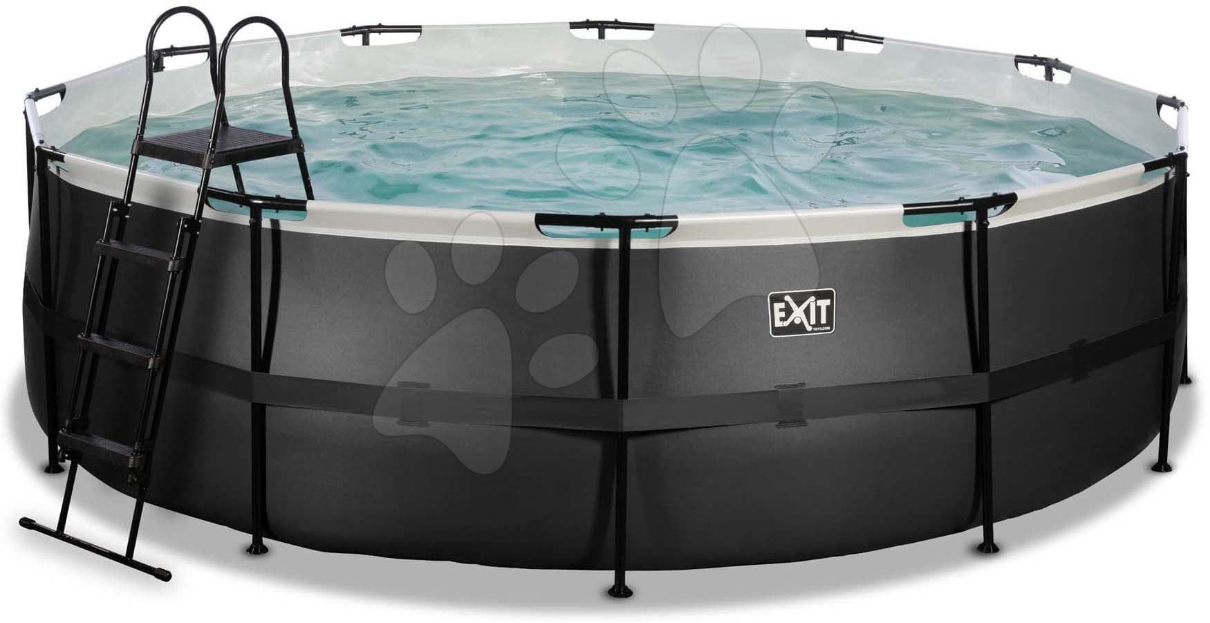 Bazén s filtráciou Black Leather pool Exit Toys kruhový oceľová konštrukcia 488*122 cm čierny od 6 rokov 1