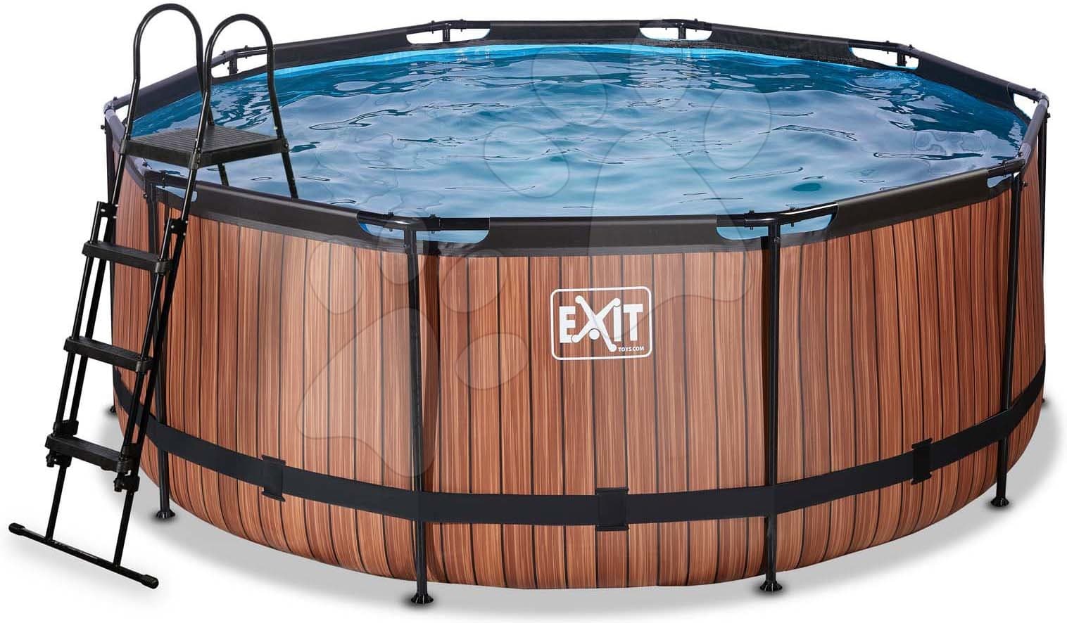 Bazén s pieskovou filtráciou Wood pool Exit Toys kruhový oceľová konštrukcia 360*122 cm hnedý od 6 rokov 1