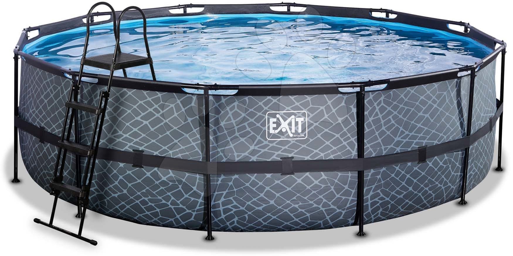 Bazén s pieskovou filtráciou Stone pool Exit Toys kruhový oceľová konštrukcia 488*122 cm šedý od 6 rokov 1
