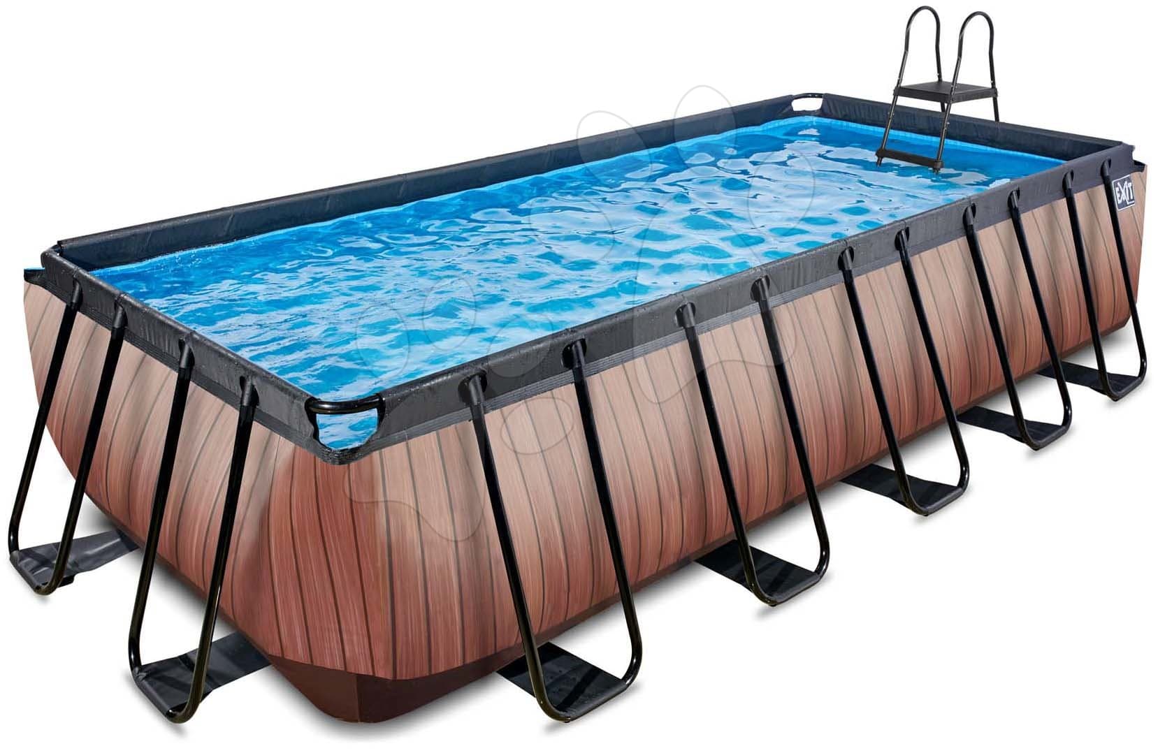 Bazén s pieskovou filtráciou Wood pool Exit Toys oceľová konštrukcia 540*250*122 cm hnedý od 6 rokov 1